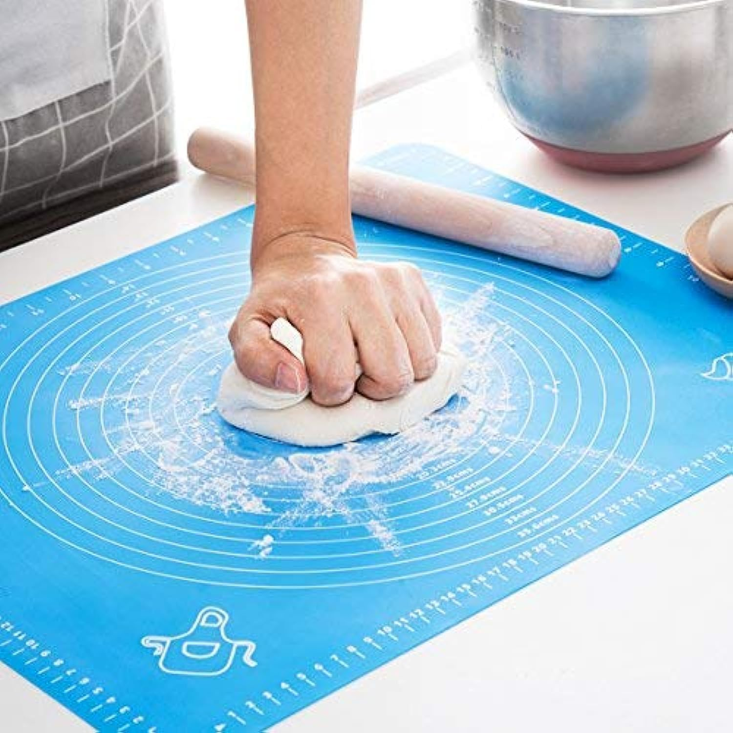 LIMNUO Silicone Baking Mat, Extra Thick Large Non Stick Pastry Mat Sheet for Dough Pie Crust Rolling Mats, Non-Stick and Anti-Slip, Dishwasher Safe (50X40Cm) image number 3