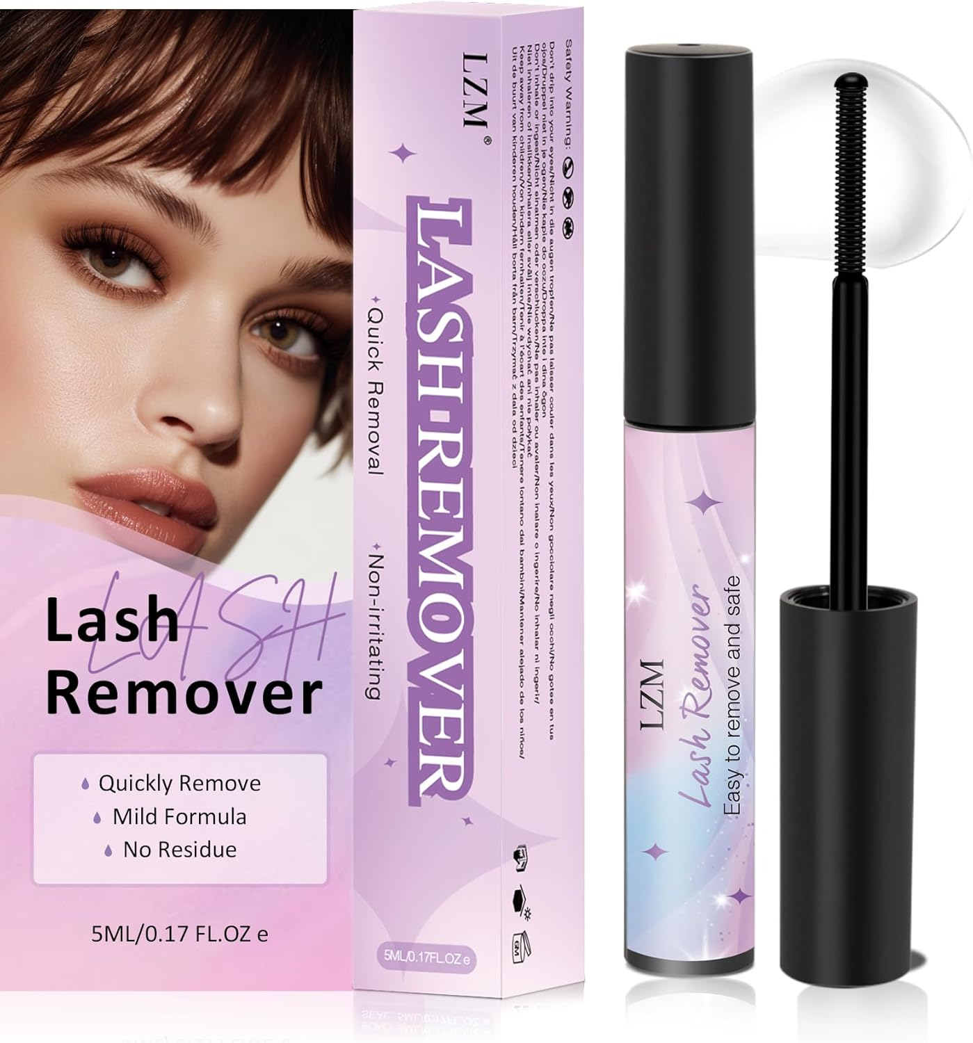 LZM Cluster Lash Glue Remover 5Ml &ndash; Gentle Eyelash Glue Remover Oil-Based Formula with Mascara Wand, Quick & Easy Removal for Sensitive Eyes & DIY Lash Extensions image number 5
