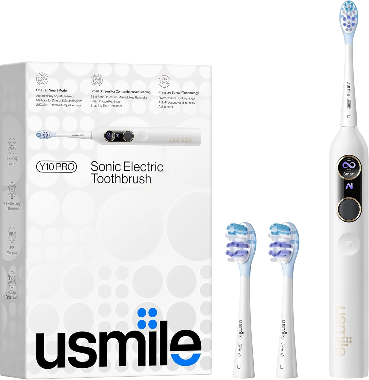 Usmile Y10 Pro Smart Electric Toothbrush, Sonic Electric Toothbrush for Adults, Rechargeable Travel Powered Toothbrush with Pressure Control, 6-Month Battery Life image number 3
