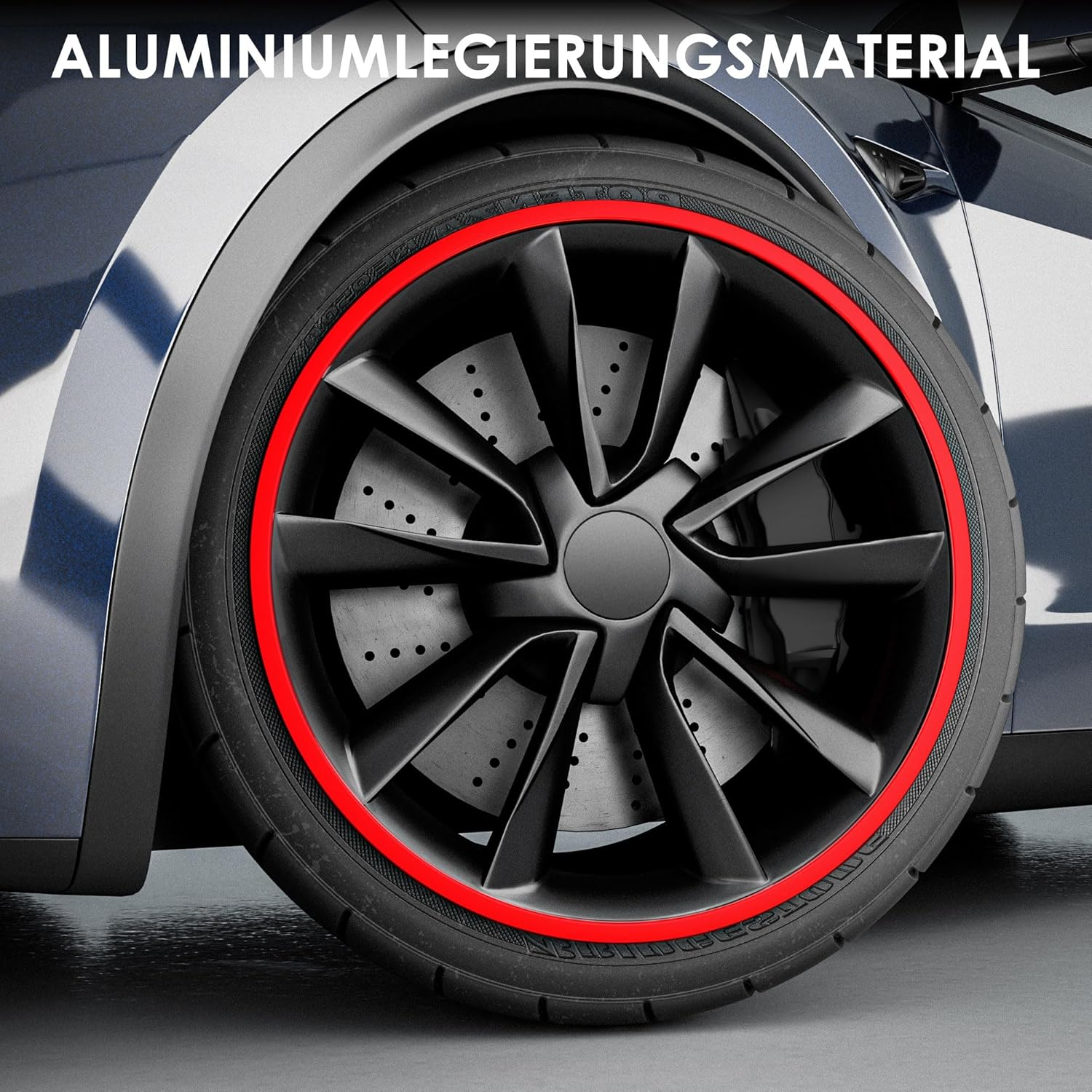 Automotive Alloy Wheel Rim Protector - Covering the Entire Rim of the Wheel Hub - Strips for Curb Rash Prevention - Set of 4 Rim Protector Easy to Install(20'',Red) image number 1