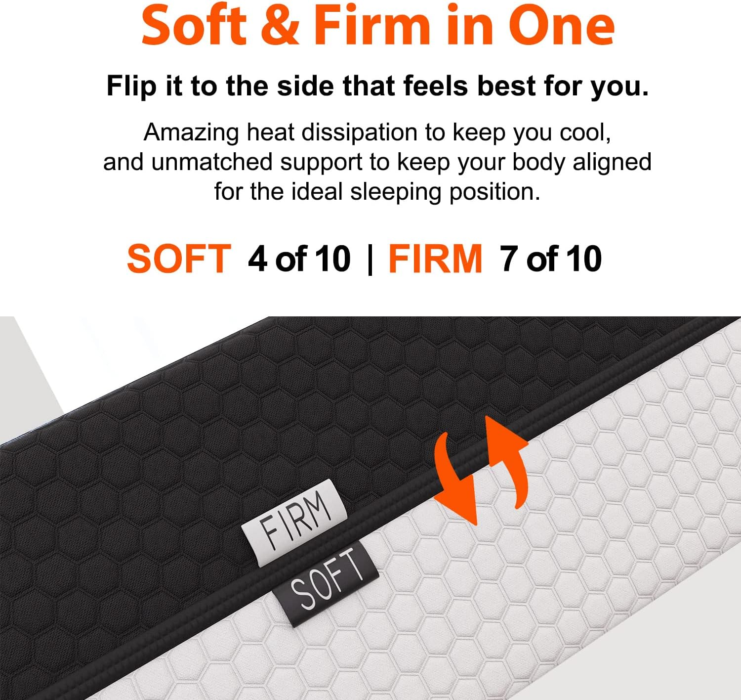 Duchess Single Gel Memory Foam Mattress Natural Cooling Technology Thermal Gel Three-Layer Soft and Firm Two Sided Flippable Firm & Medium Soft Comfort Bonus 1 Pillow