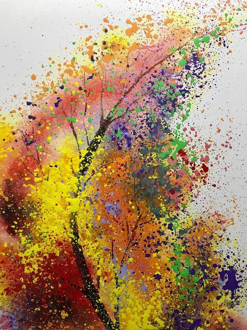 Framed Oil Painting,Hand Painted Modern Abstract Textured Big Wall Paintings,Can Be Hung Home Decoration Large Canvas Wall Art,Colorful Tree (80 X 40 Cm) image number 1