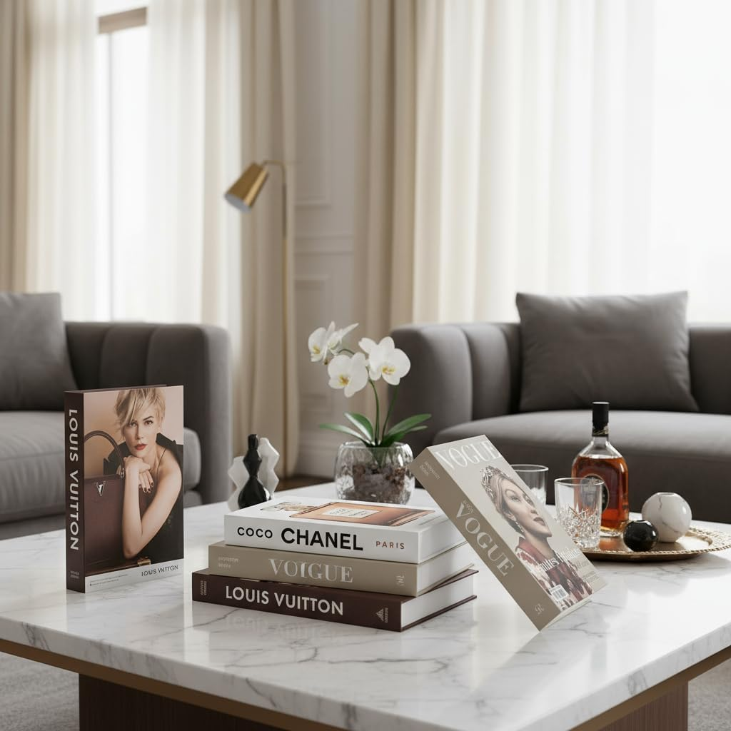 Decorative Books for Home Decor,Set of 4 Stylish Fake Books of Room Books Decor Aesthetic,For Coffee Table Decor,Living Room, Table, Shelf Decor,Modern Hardcover Stacked Display Faux Books image number 6