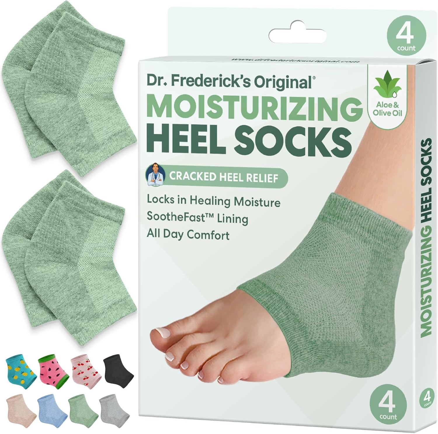 Dr. Frederick'S Original Moisturizing Heel Socks for Cracked Heel Treatment - 3 Pairs - Stop Cracked Heels in Their Tracks - Summer Print