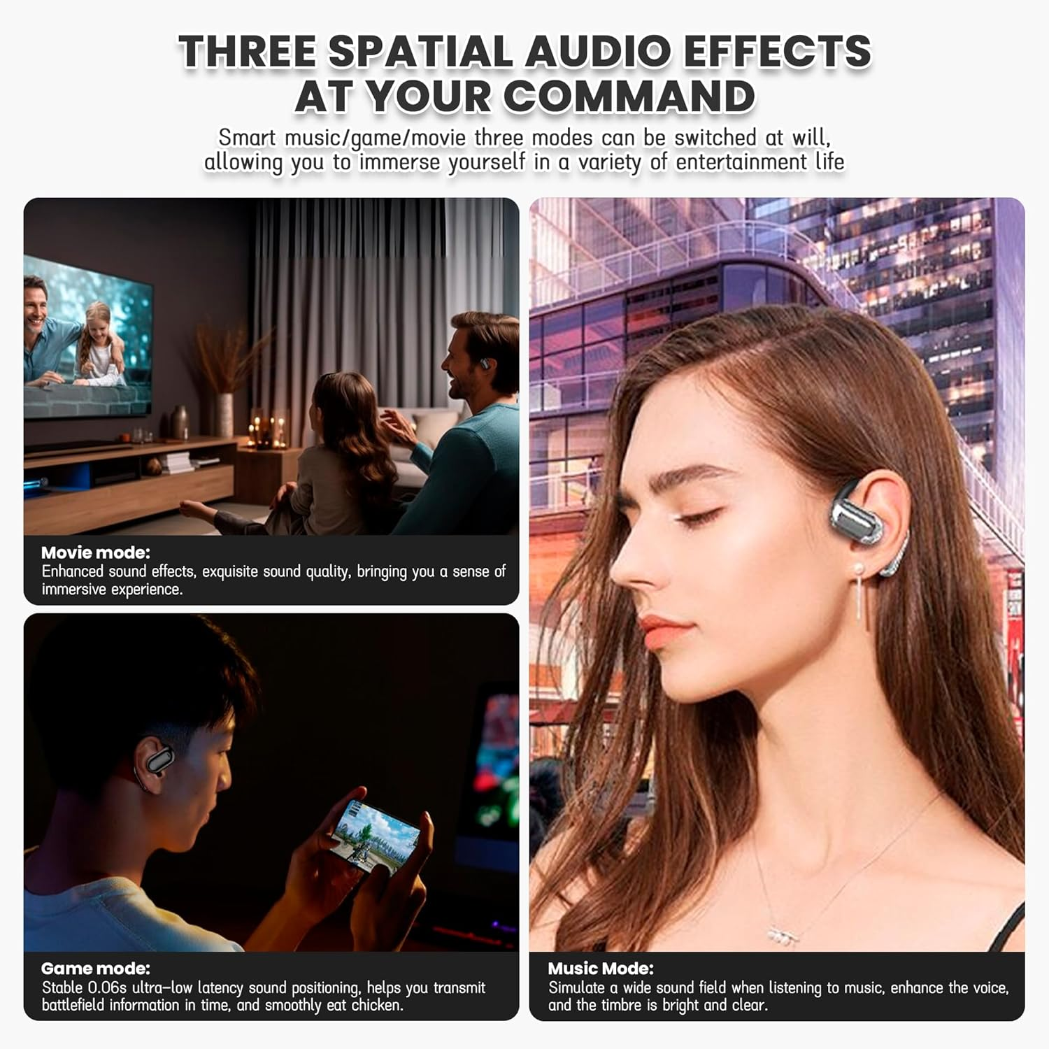 TKTCO over the Ear Headphones Q16Pro ，Smart Touch Screen Charging Box，Sports Earhook Bluetooth Headphones，Suitable for Fitness Running and Cycling, IPX4 Waterproof and Noise Reduction (Grey) - Silver image number 4