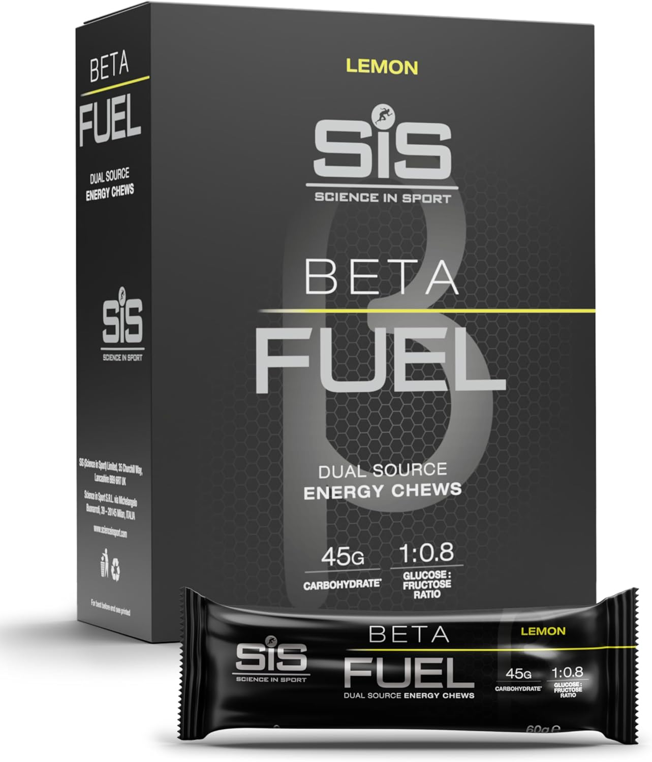 SIS Beta Fuel Dual Source Energy Chews - Vegan, High Energy Bar for Runners, Cyclists & Athletes Supports On-The-Go Endurance - Lemon Flavour, 60G, Pack of 6 image number 3