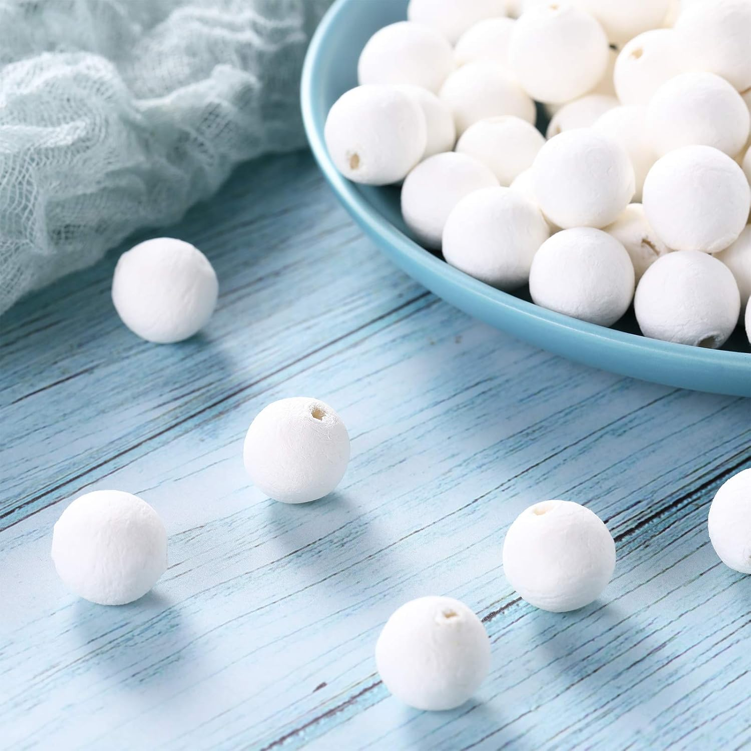 100 Pieces Cotton Spun Paper Balls 15 Mm White Natural Spun Cotton Paper Balls Coloring for Making Flowers DIY Crafts Decorations image number 6