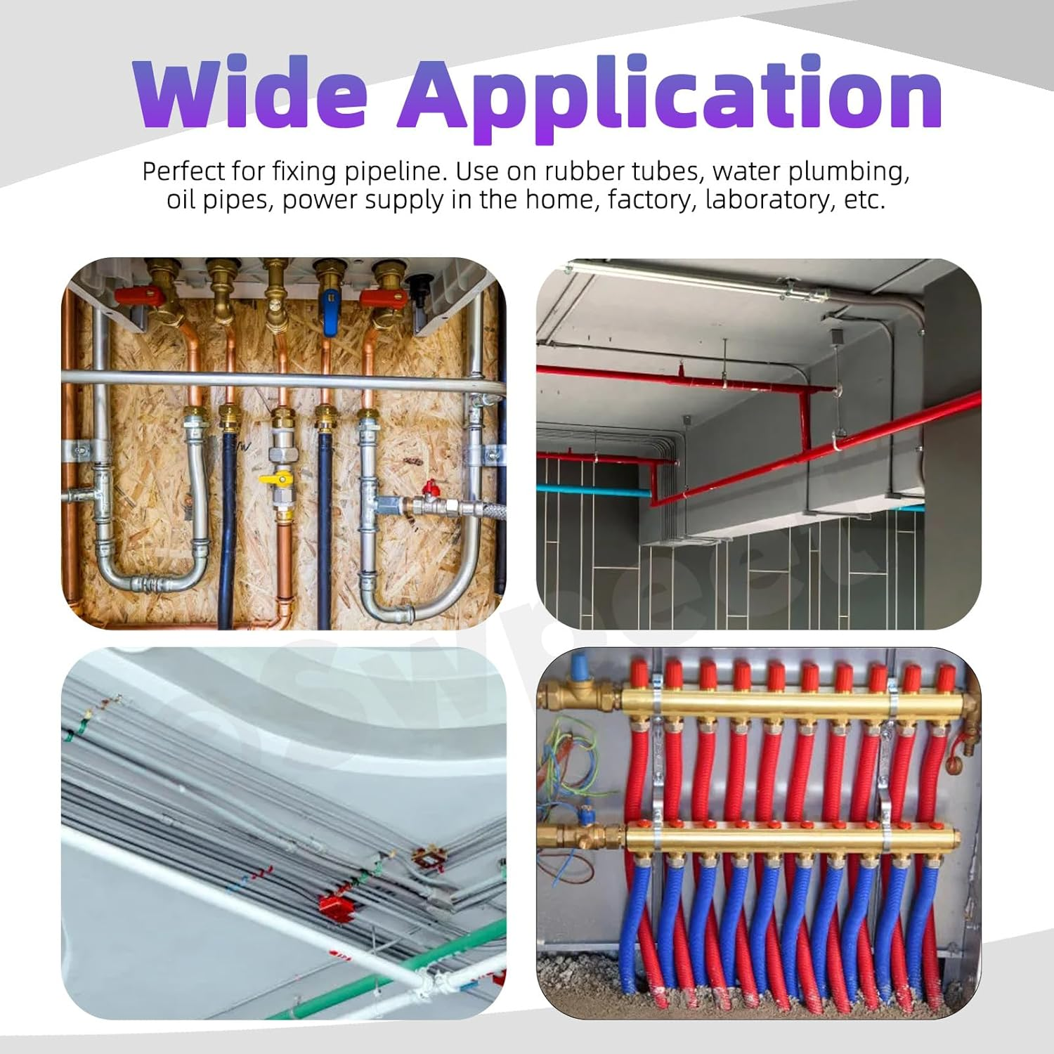 Swpeet 25Pcs 10Mm Two Hole U Bracket Clamp with 50Pcs Self-Tapping Screws Kit, U-Clamps, Metal Pipe Clamps, Pipe Strap Clamps, Conduit Tension Clips for Fixing Pipe or Cable image number 4