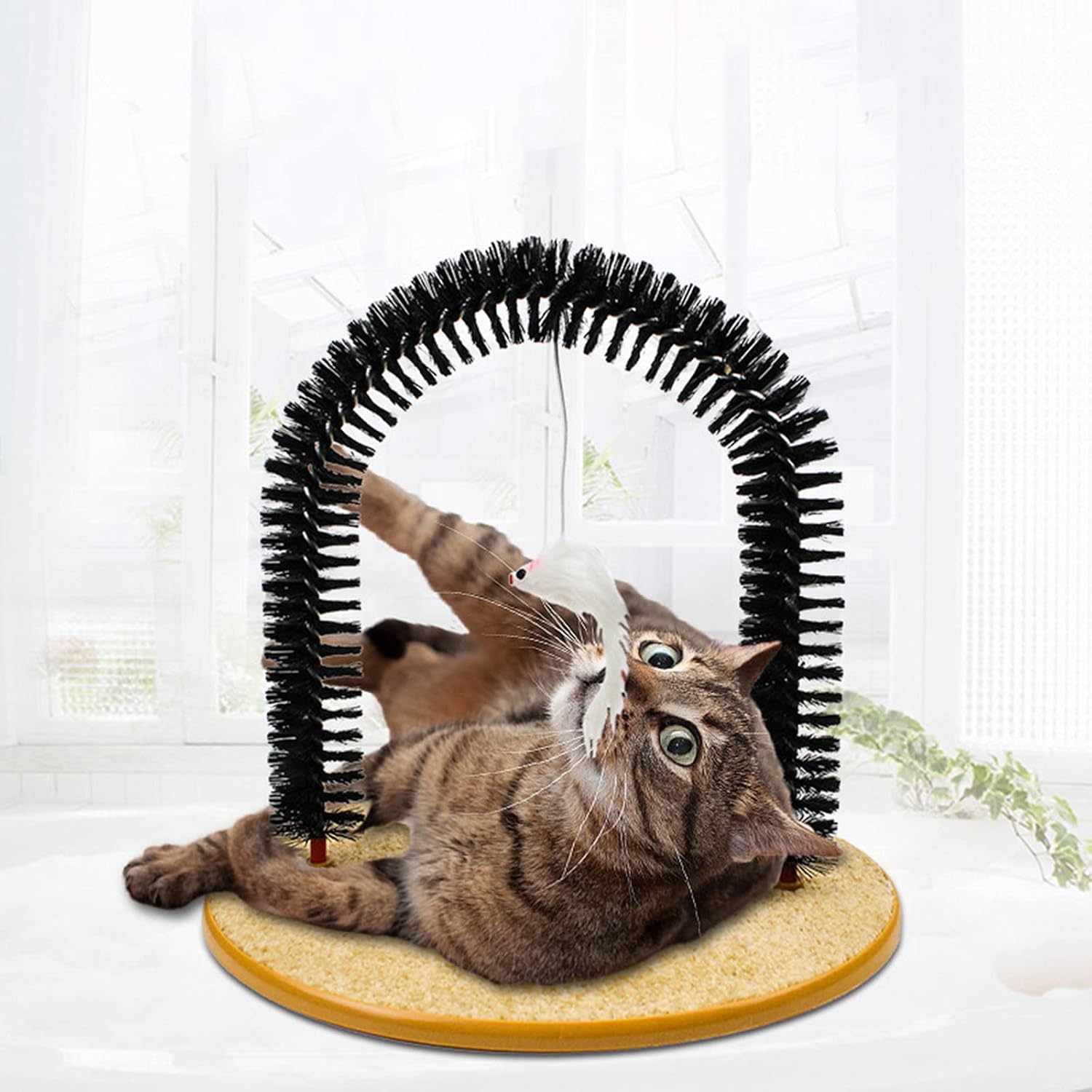 Esenlong Cat Scratching Brush, Cat Hair Removal Rubbing Brush, Arc Shape Cat Self-Care Brush, Cat Massager Scratch image number 2