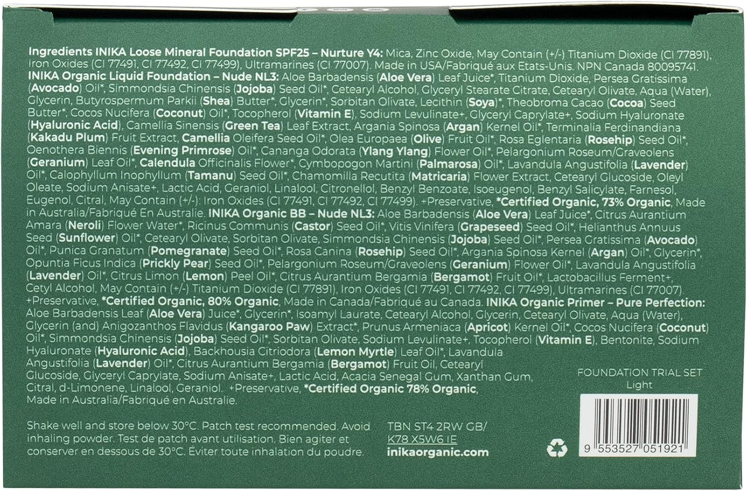 INIKA Organic Foundation Trial Set, Natural Mineral Essentials Kit, Vegan, Cruelty-Free, Paraben-Free, Rich in Antioxidants and Essential Fatty Acids, Comes in Sustainable Packaging - Light image number 2