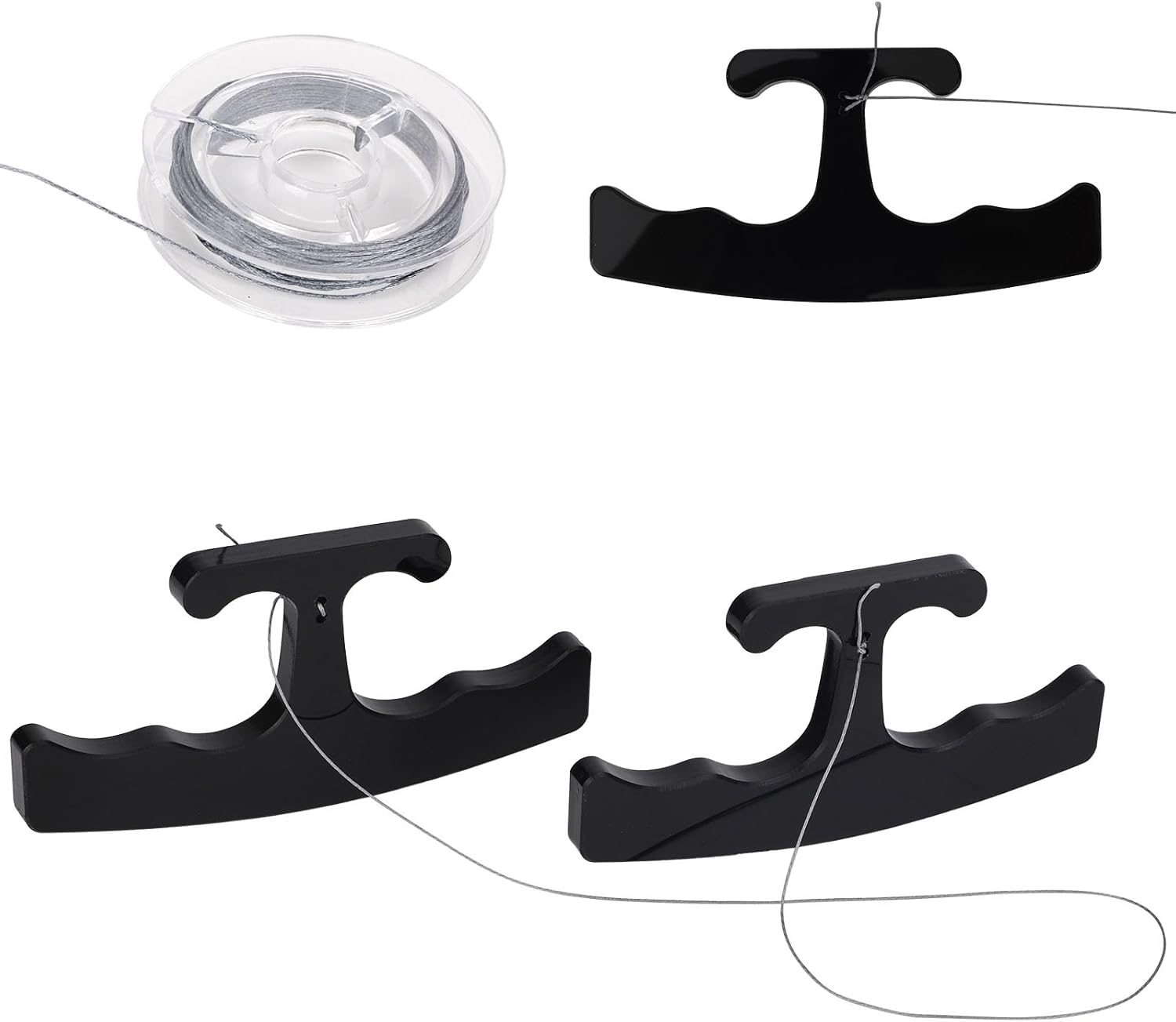 Car Emblem Removal Tool Wrap Tools, Plate Line Badge Remover with Spare Nylon Line Ergonomic Handle Debadge Tool for Vehicle Logos Nameplates Paste Signs (Black) image number 4