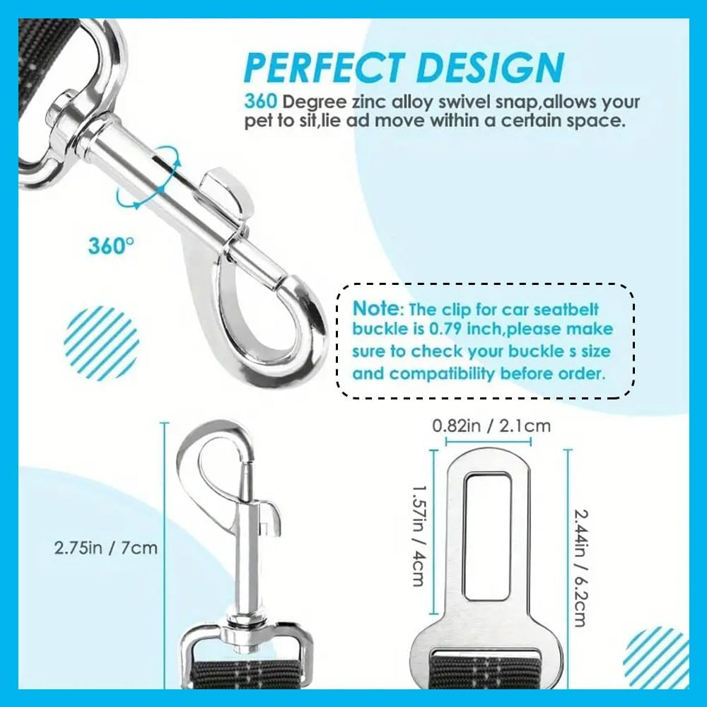 Double Dog Seatbelt,Coupler Lead with Elastic Bungee and Reflective Stripe,No Tangle Safety Belt Splitter in Vehicle for Two Pets Pets Trip Travel image number 5
