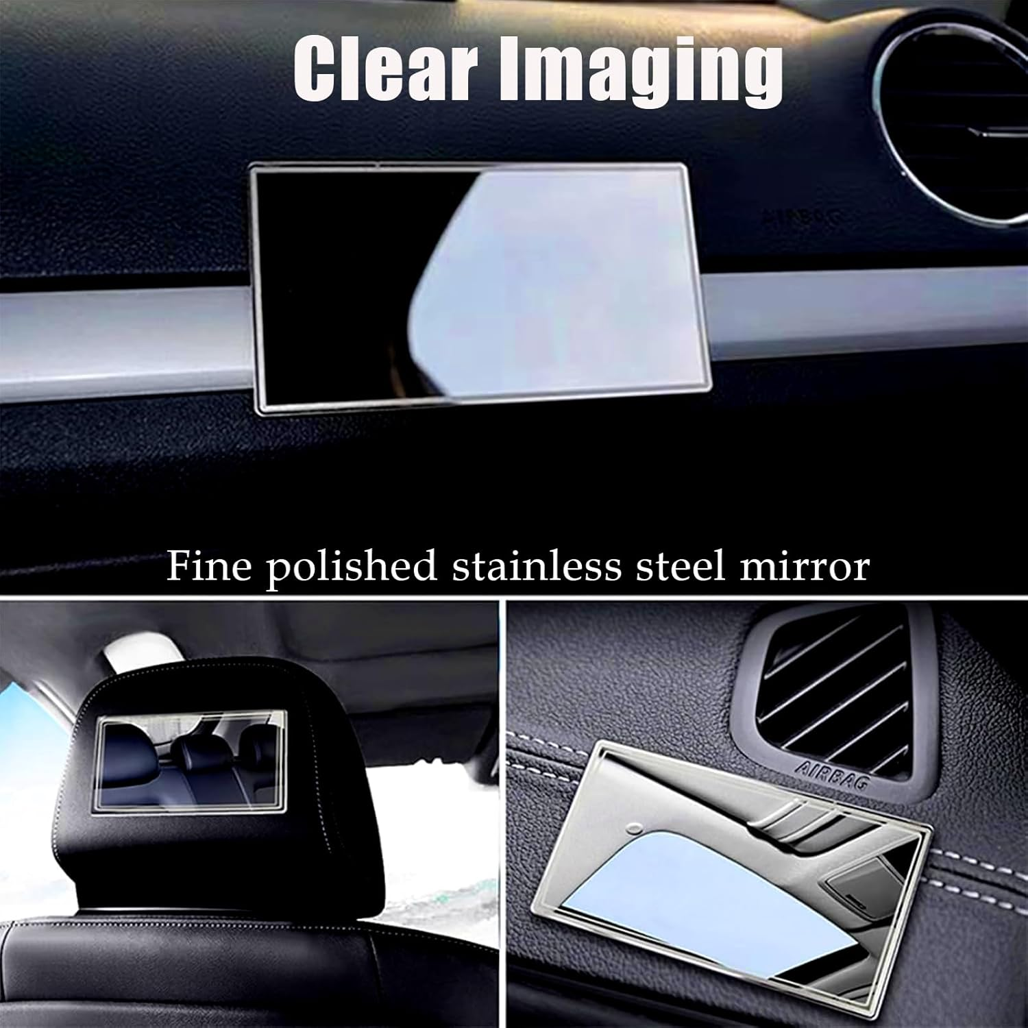 Universal Car Interior Cosmetic Mirror,Portable Auto Vanity Mirror for Sun Visor and Car Seat Back-Square image number 3