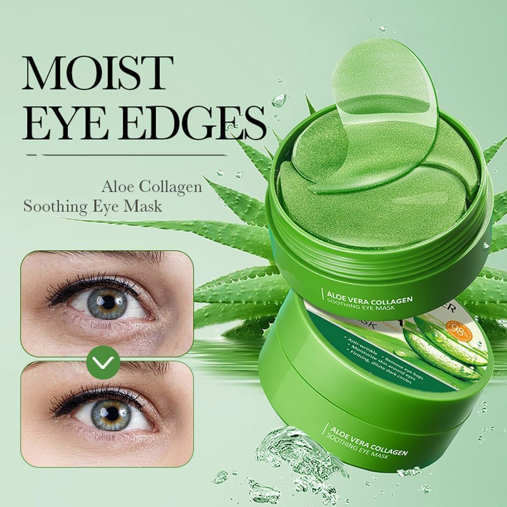 Under Eye Gel Patches, Eyes Collagen Masks with Aloe Vera Ingredients, Hydrating and Effective Anti-Wrinkle Patches for Dark Circles & Puffiness, 60 Pcs image number 1