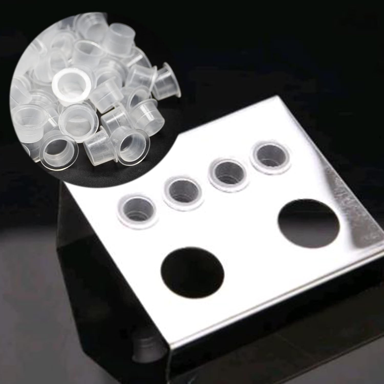 100 Pieces Tattoo Ink Cups,Ink Caps,Tattoo Ink Pots,Ink Caps Cups, Disposable Ink Cap, Plastic Ink Containers for Medium Ink Pigment Cups 12Mm image number 6