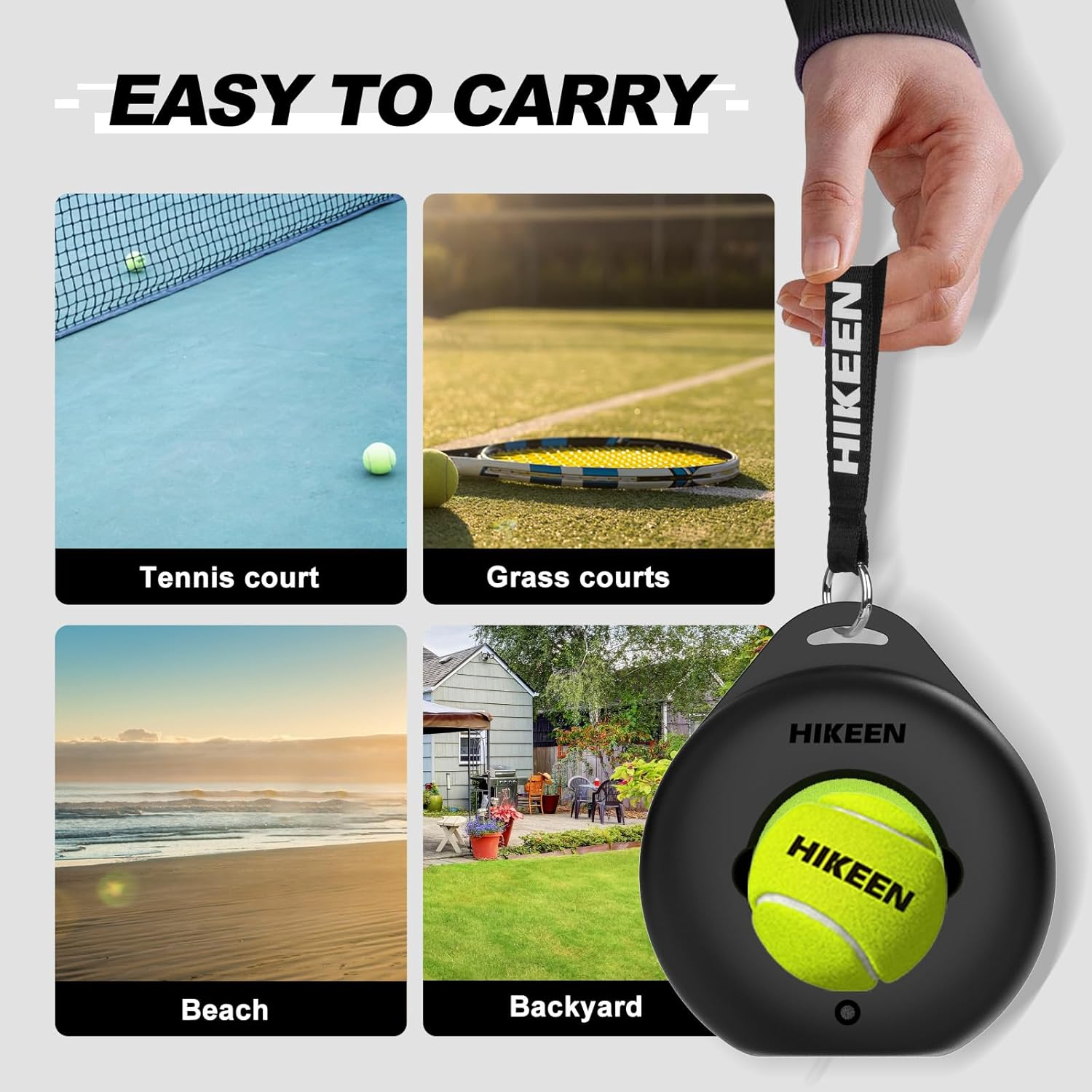 Hikeen Premium Tennis Trainer Rebound with Metal Base,Portable Solo Tennis Trainer Set with 3 Highly Elastic String Balls,Tennis Practice Equipment for Adult Kids an Beginners image number 5