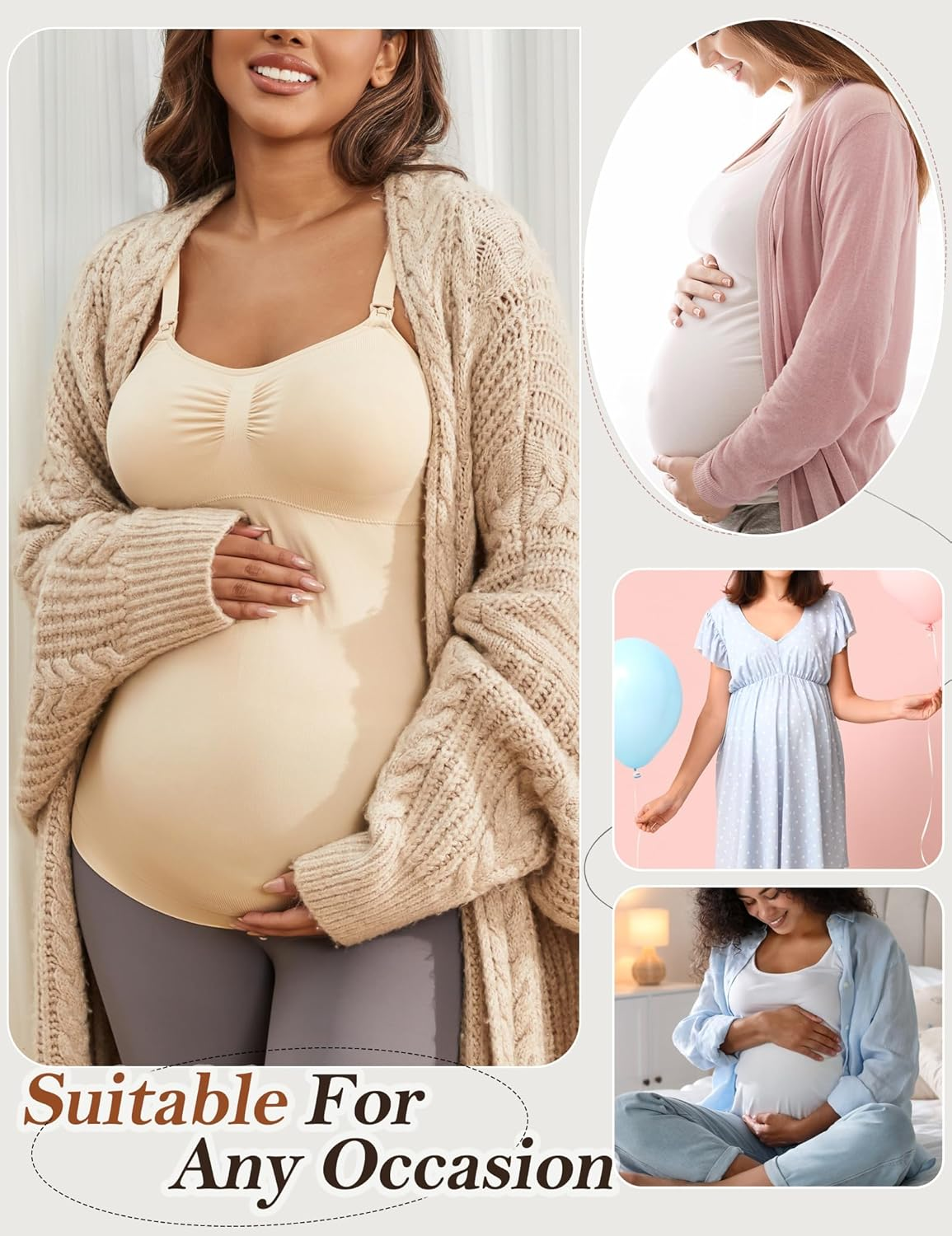 Support Nursing Tank Tops for Breastfeeding, Comfort Stretch Maternity Camisoles No Built-In Bra image number 1