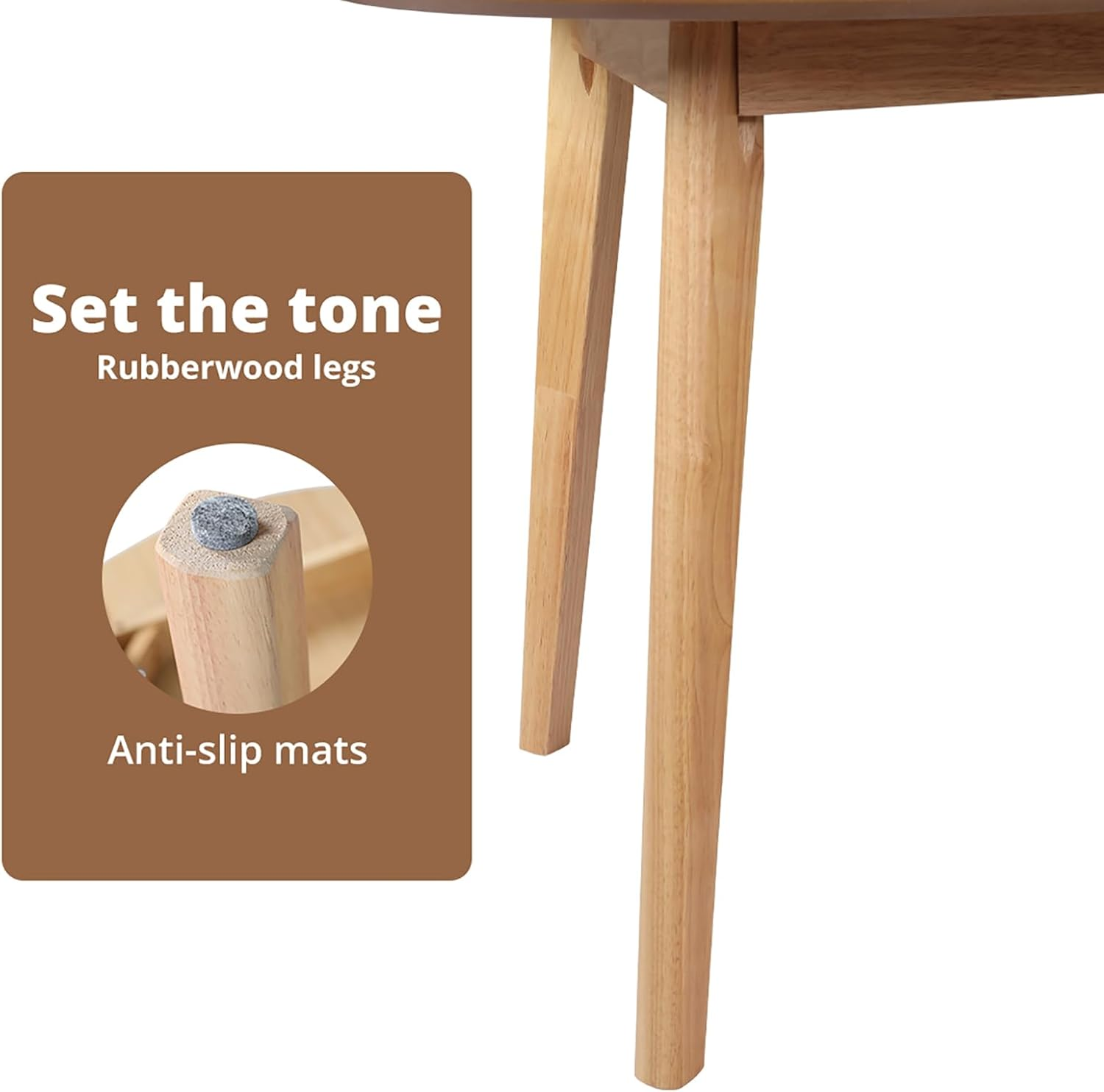 Levede round Dining Table, Oak Veneer or Melamine Top, Rubberwood Base, Anti-Slip, for Kitchen/Cafe/Restaurant, Partially Assembled(100Cm X 100Cm X 75Cm, Natural) image number 6