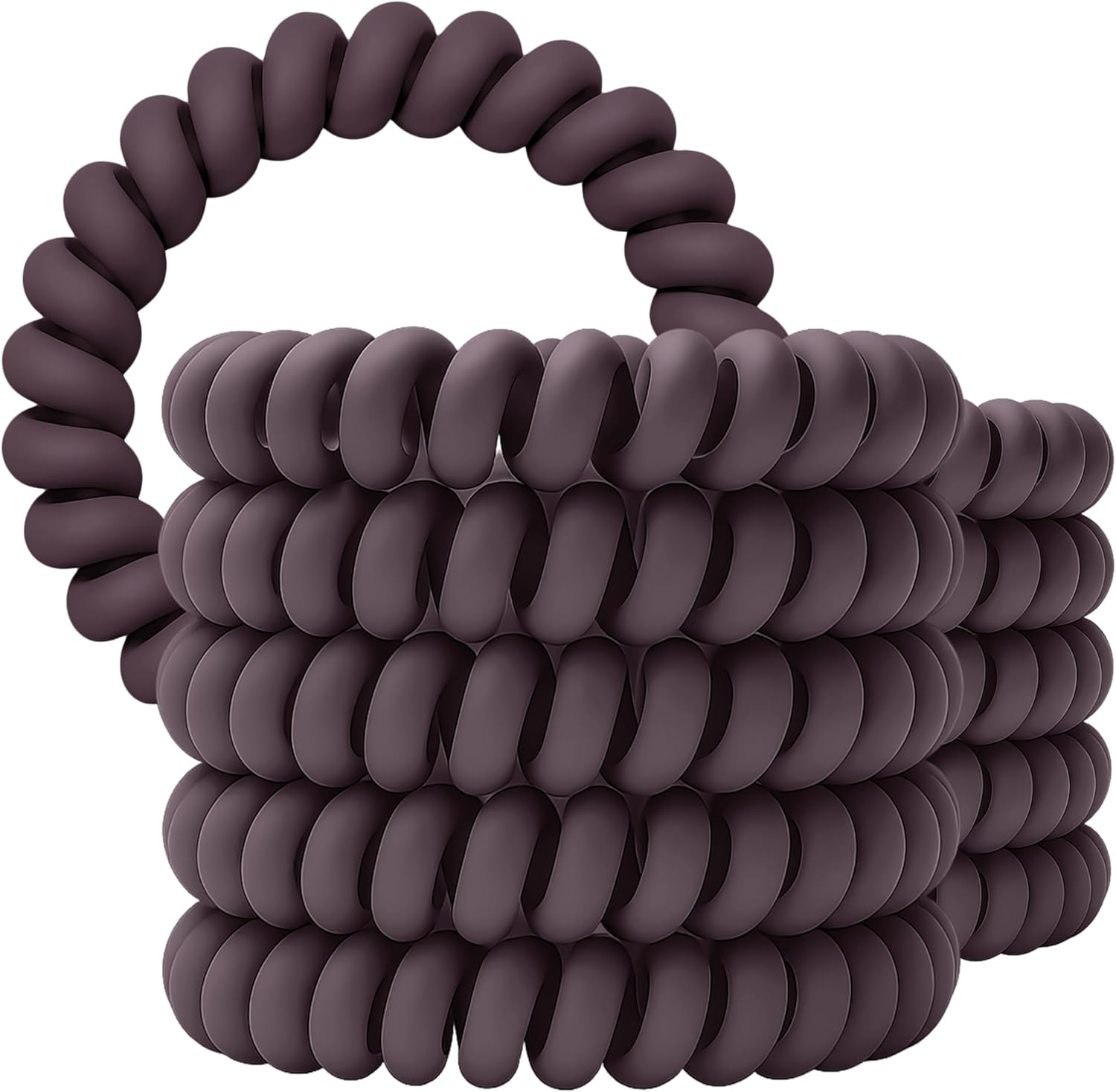 Specora Spiral Hair Scrunchies Aubergine Pack of 10-5 Cm - TPU - Telephone Cable Scrunchie - No Pulling & Tangling - Elastic, No Imprint, Gentle on Hair