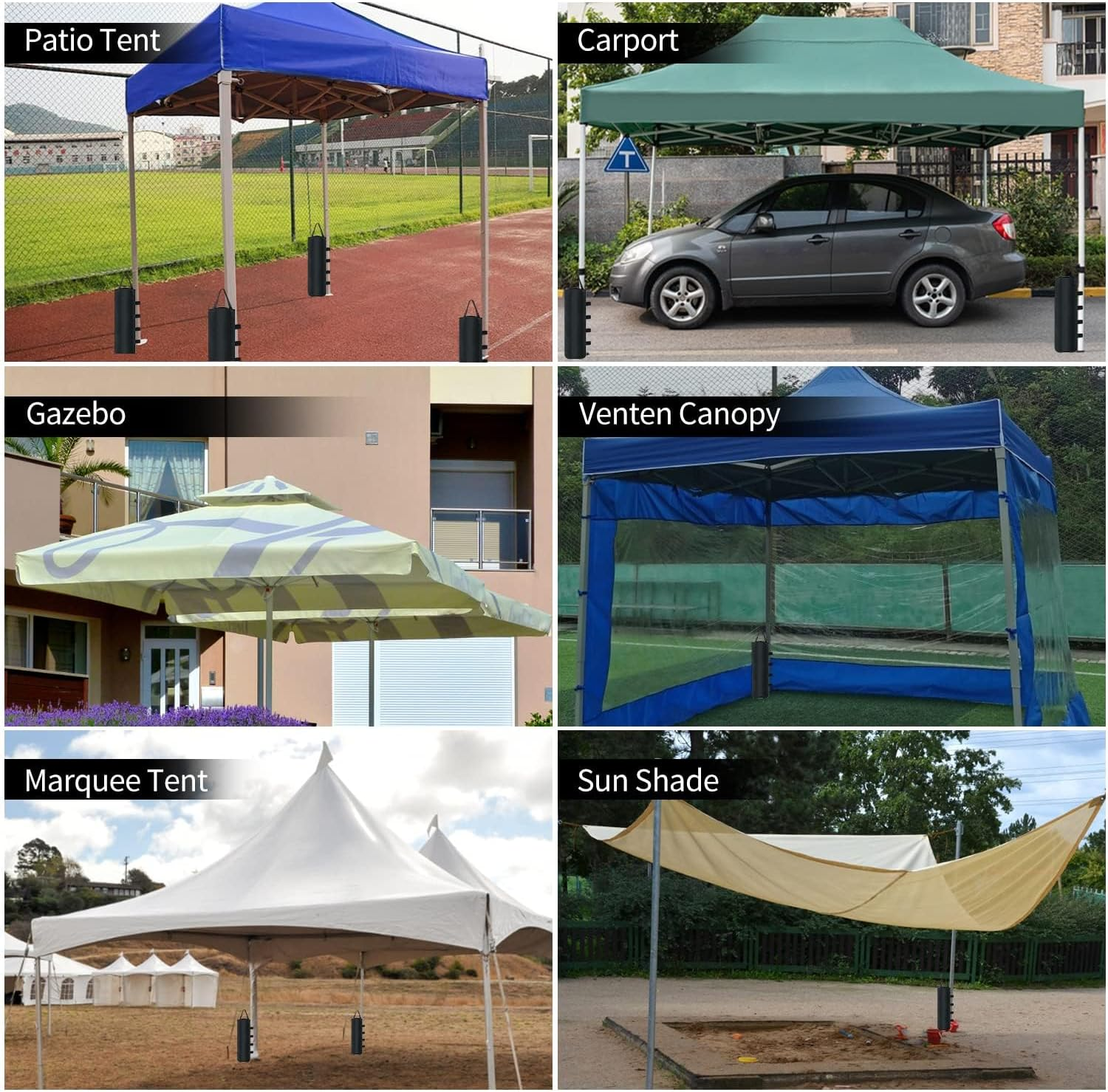 8 Pack Canopy Weights Sand Bags,Extra Large Canopy Sand Bags with Sand Shovel for Windproof Pop up Tent Gazebo Canopy Outdoor Shelter Umbrella Pool Ladder without Sand, Black image number 1