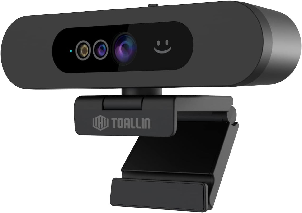 TOALLIN 1080P Webcam for Windows Hello Face Login, Facial Recognition IR Camera & Windows Hello Compatible Webcam, Computer Camera, Wide Angle View USB Webcam with Privacy Cover image number 5
