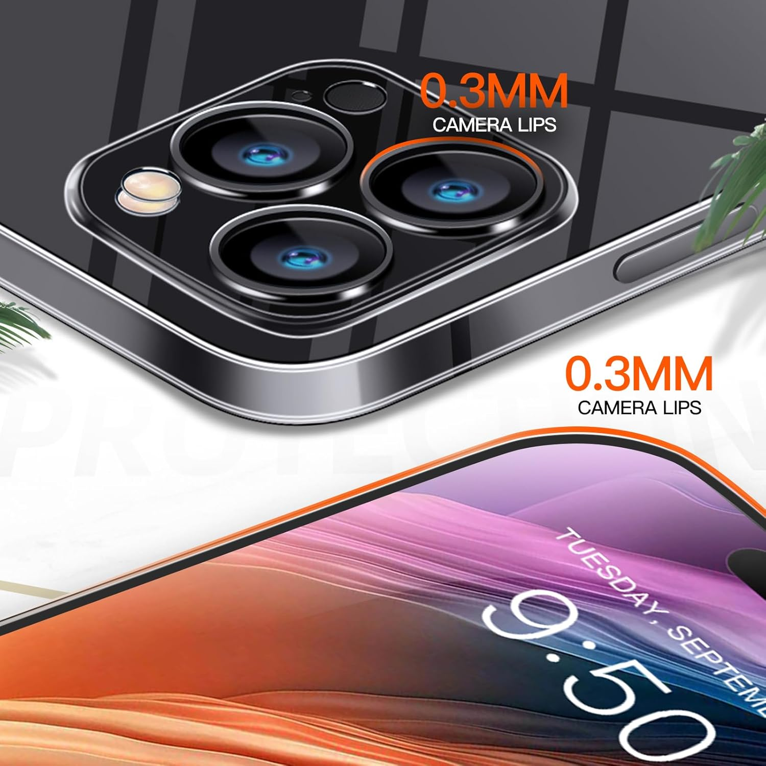 Purluct for Iphone 15 Pro Max Slim Case,Paper-Thin Transparent Finish Skin Back Case [Non Yellowing] Ultra Protective Cover with Camera Protection 6.7 Inch (Clear) MNYL04914 image number 2