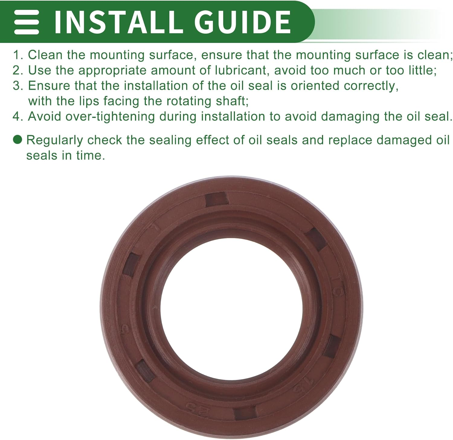 X AUTOHAUX Universal Oil Seal TC Double Lip W Steel Spring Seal Ring Rotary Shaft Seal 15X25X5Mm High Pressure FKM Rubber Brown 5 Pcs image number 6