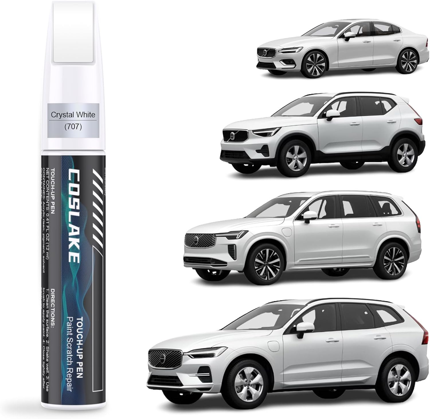 Car Touch up Paint(Onyx Black(717)) for Volvo, Car Paint Scratch Repair Kit, Quick & Easy Solution to Repair, 2 in 1 Scratch Remover Pen with 2PCS Disposable Micro Applicators