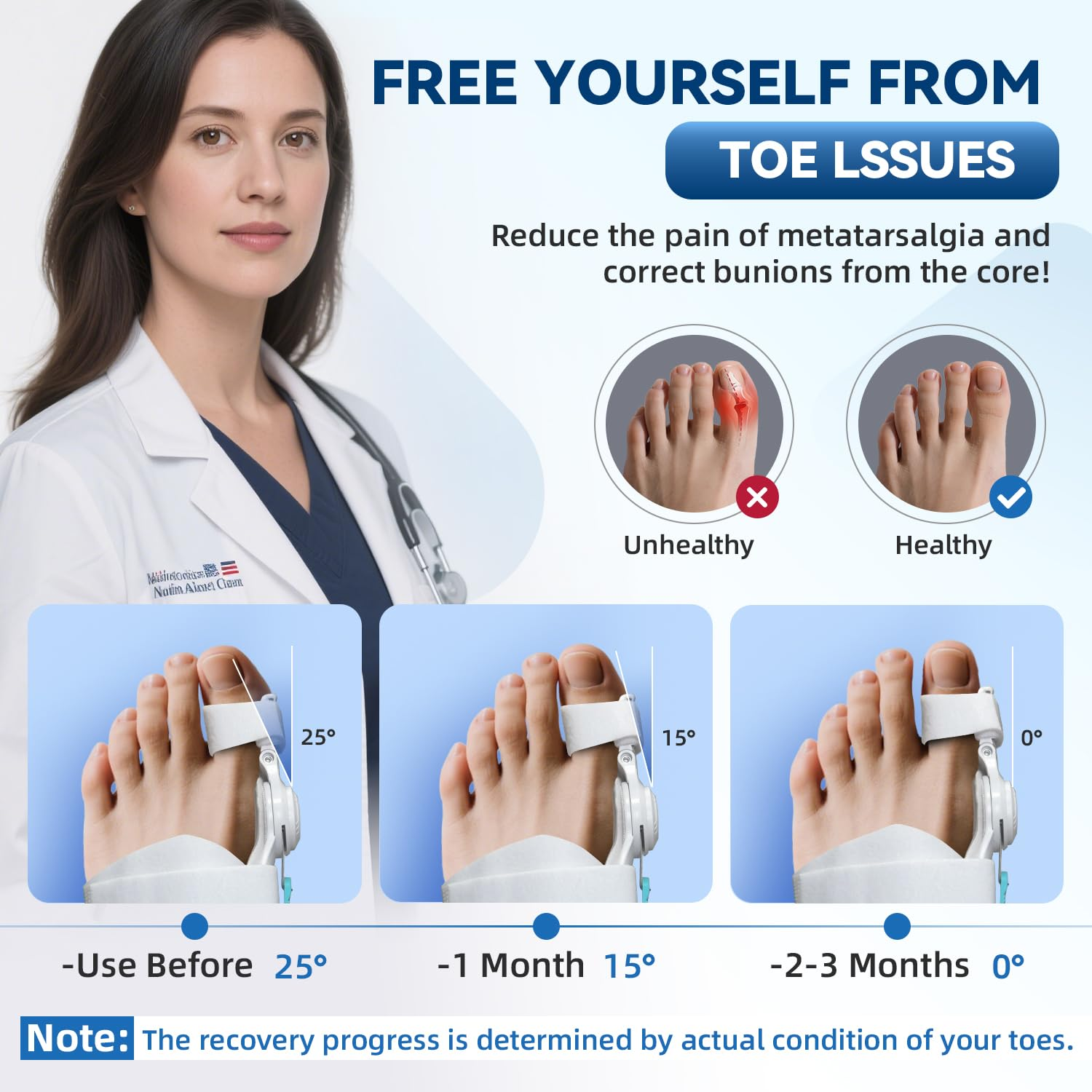 Bunion Corrector for Women and Men, Adjustable Bunion Corrector for Relief, Orthopedic Big Toe Straightener with Silicone Pad, Bunion Splint Suitable for Left and Right Feet Hallux Valgus Correction (2PCS) image number 2