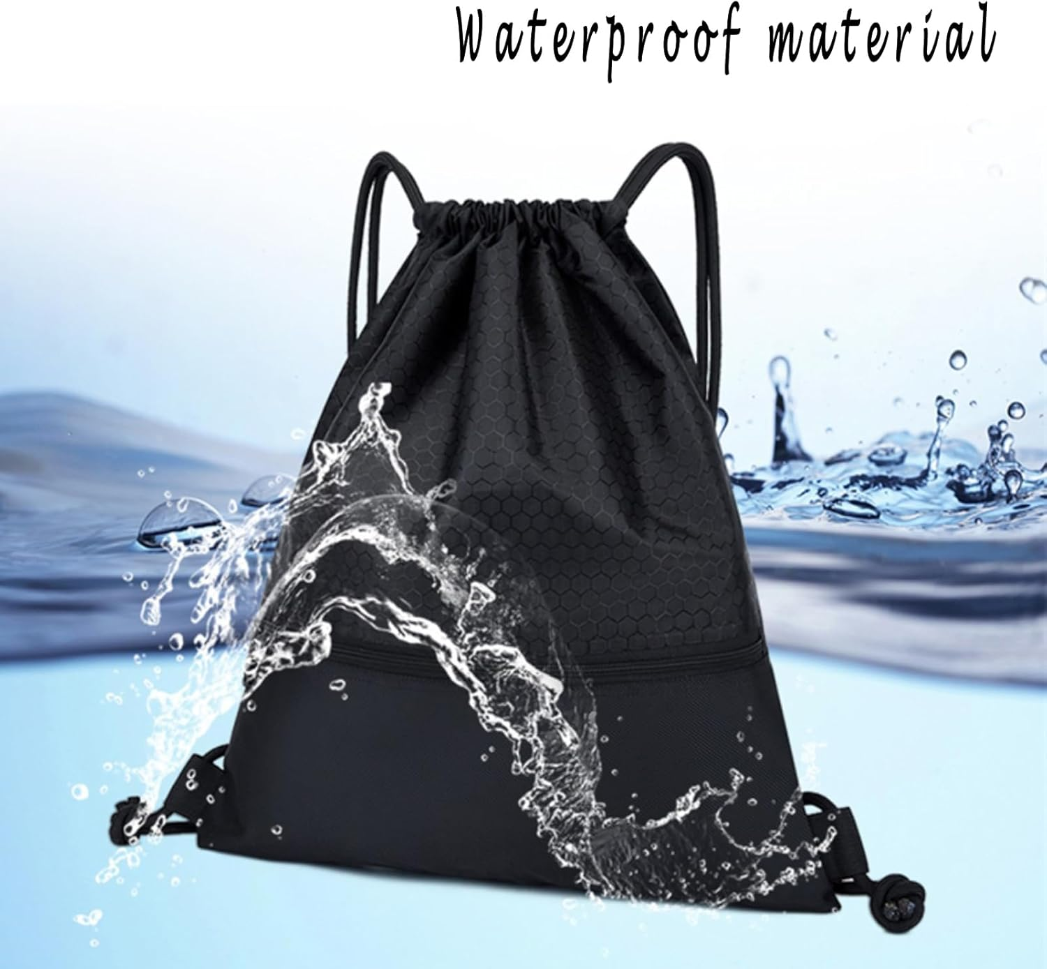 Drawstring Backpack,Gym Backpack,Basketball Bag Water Resistant Zip Pocket,Durable Nylon Sports Bag with Zipper Pockets, Large Capacity for Basketball, Swimming & Travel image number 1