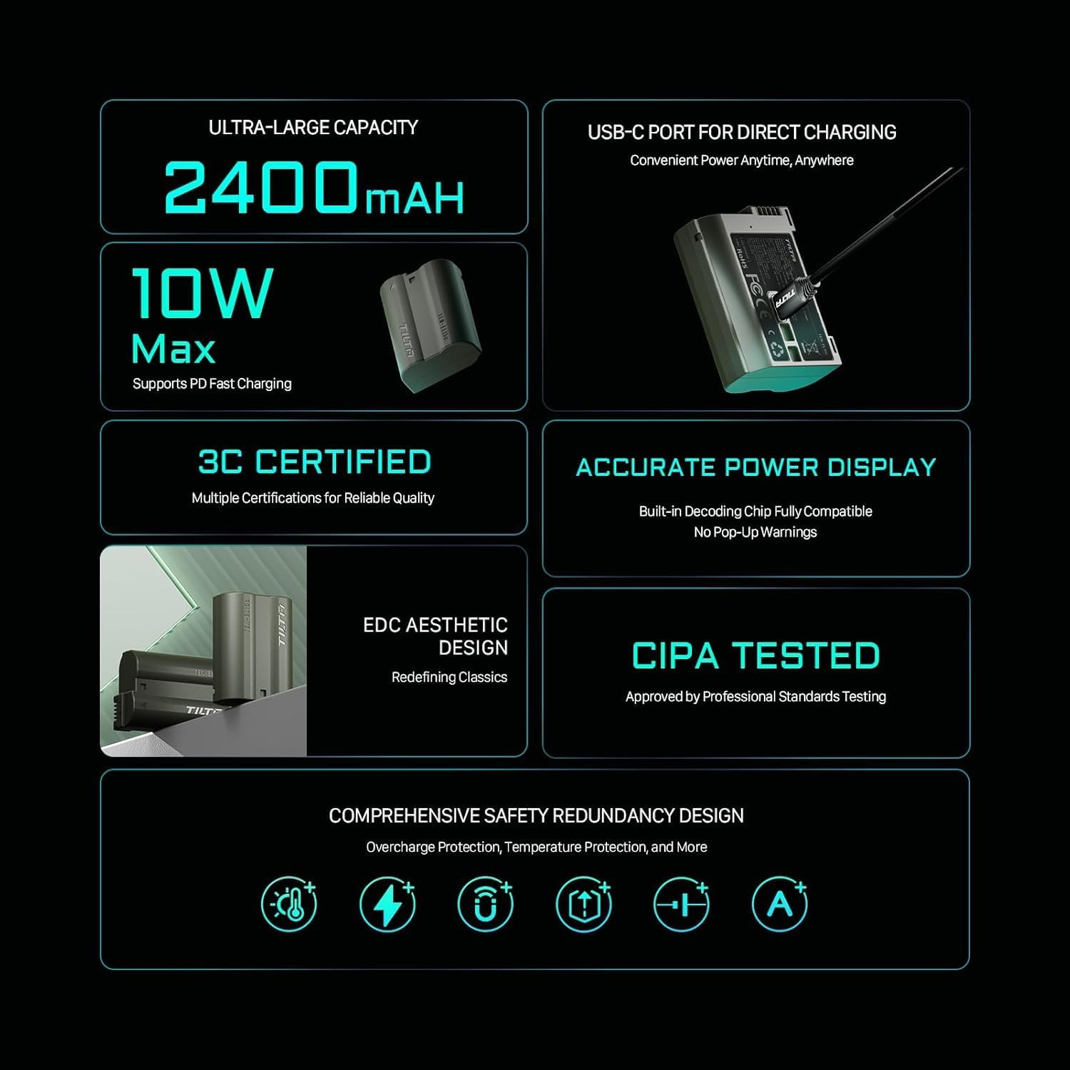 Tilta DMW-BLK22 Portable Charging Station - Green | Charge 4 Batteries W/Usb-C PD 45W Fast Charge | Safe for Lumix DC-S5, S5II, S5IIX, S5M2, S5M2X, S1RII, GH6, GH6L, GH5II, G9M2 image number 2