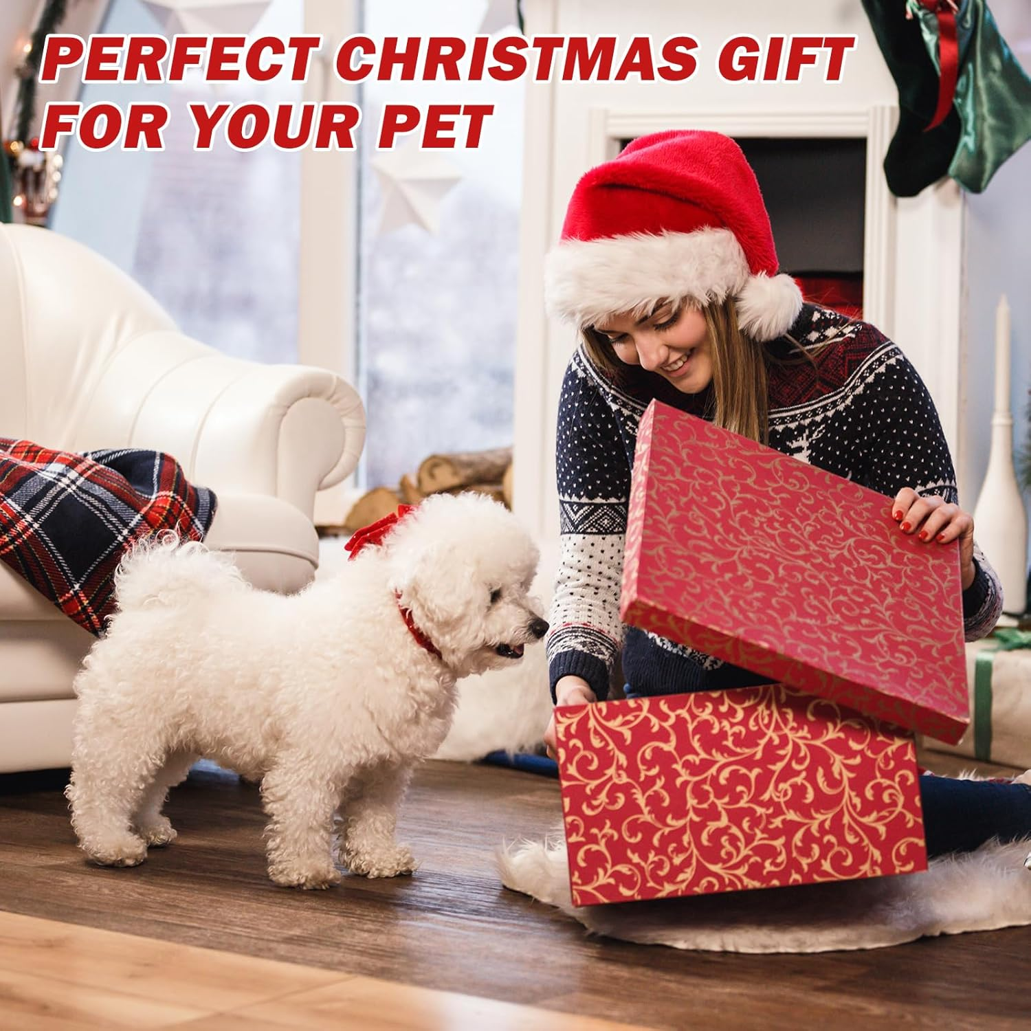 SPORWAY Pack of 4 Christmas Cat Collars, Christmas Neck Cat Collars, Pet Christmas Dog Collar, Removable Cat Bands with Bow and Bells, Collar for Small Dogs and Cats image number 1