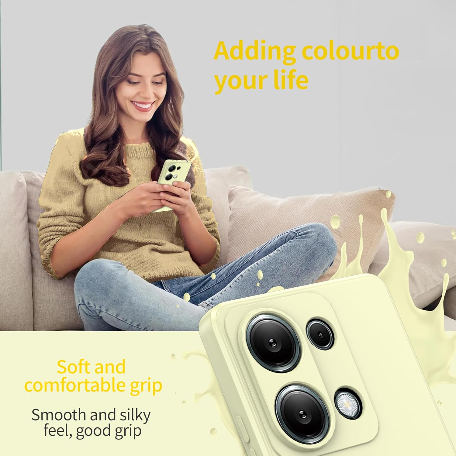 Watana Redmi Note 13 Pro 4G Case, Soft Touch Silicone Mobile Phone Case, Shockproof, Dustproof, Non-Slip Full Body Armour with Microfibre Lining for Redmi Note 13 Pro 4G, White image number 3