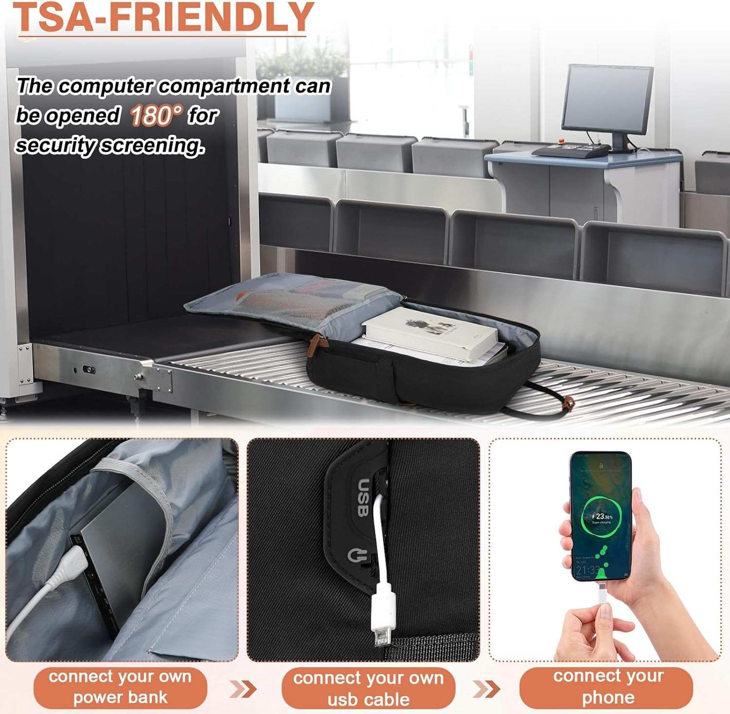 Travel Backpack for Women,15.6 Inch Laptop Backpack,Tsa Friendly Flight Approved Carry-On Luggage Hand Backpack with USB Port,Computer Backpack,Casual Daypack,Hiking Backpack image number 4