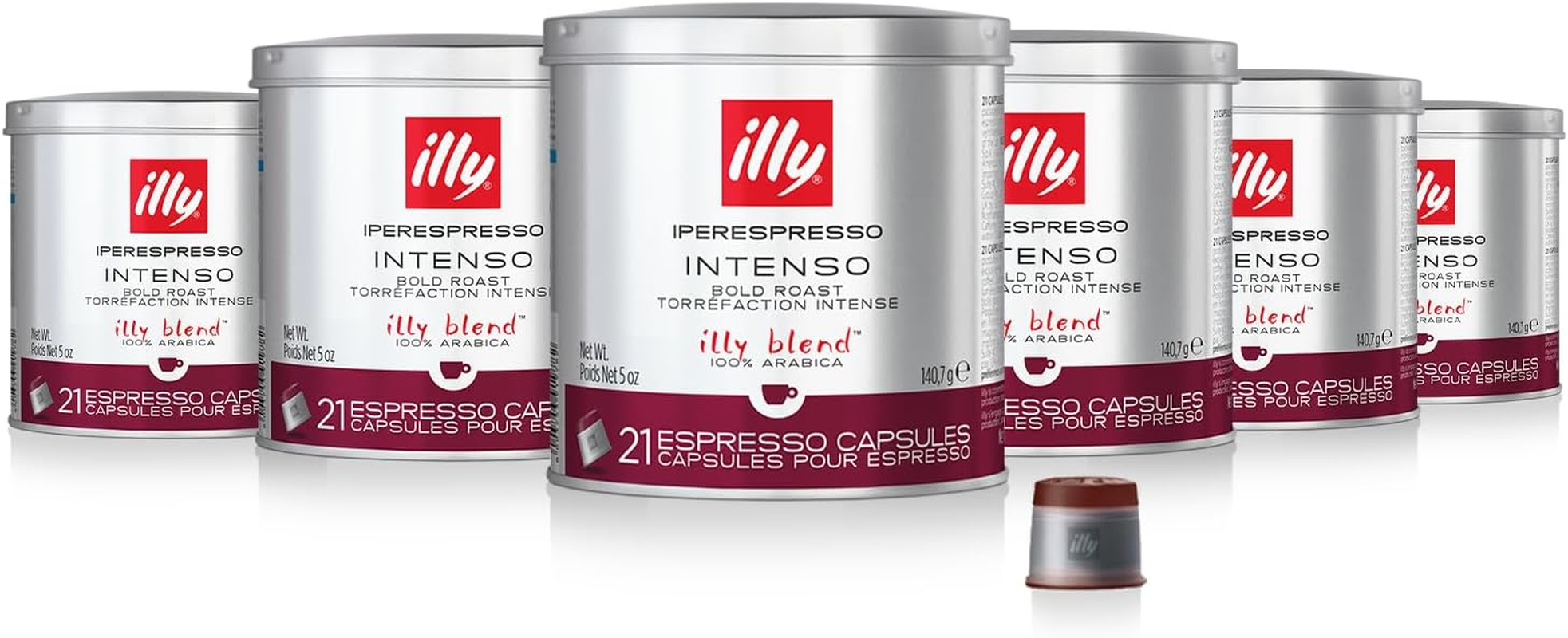 Illy Coffee, Intenso Iperespresso Capsule, Dark Roast Espresso Pods,Compatible with Illy Iperespresso Machines, (Pack of 6) (Packaging May Vary)