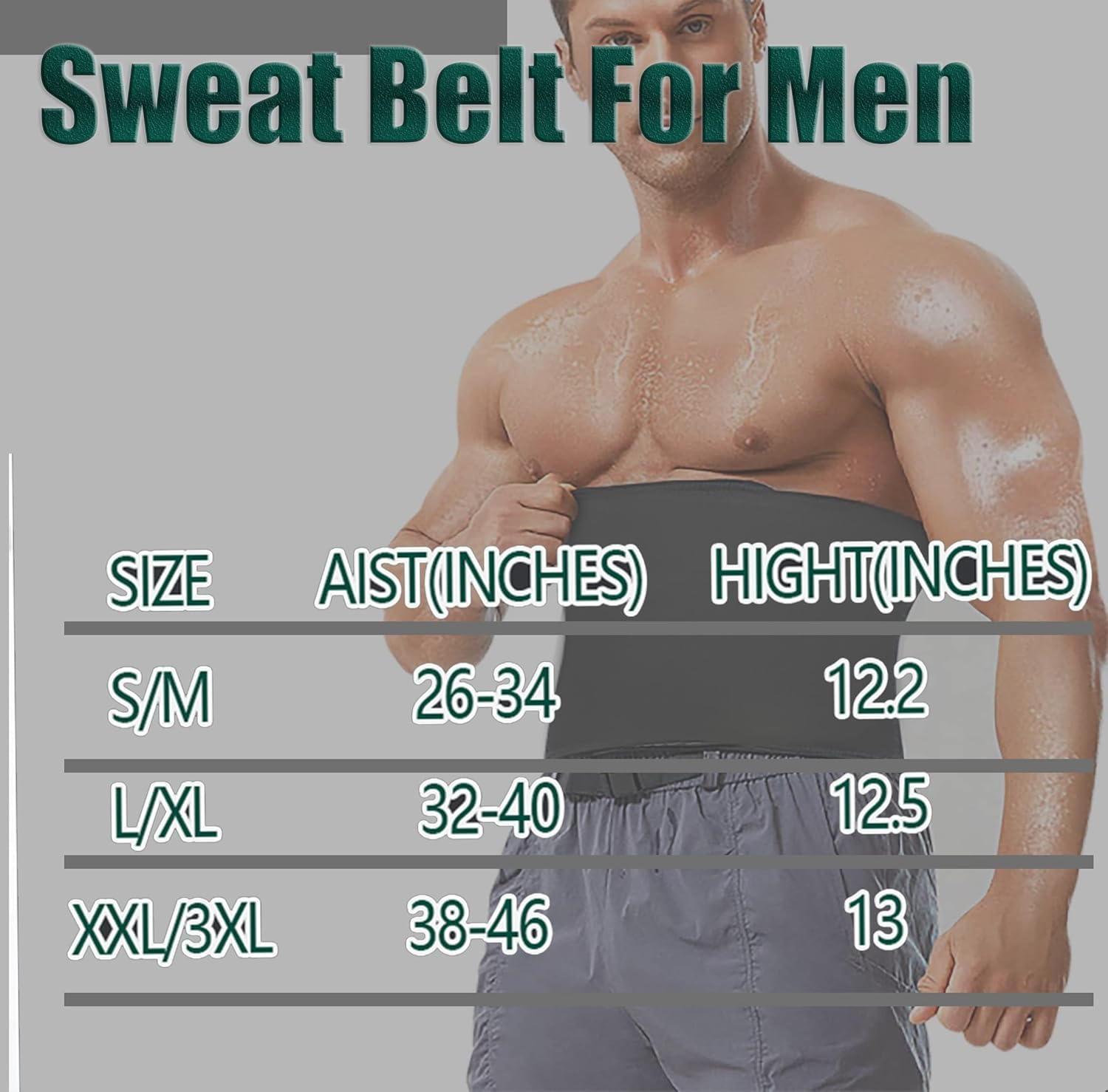 Waist Trainer Trimmer Sweat Belt Band for Men Lower Belly Fat Sauna Slimming Belt Suit Workout image number 3