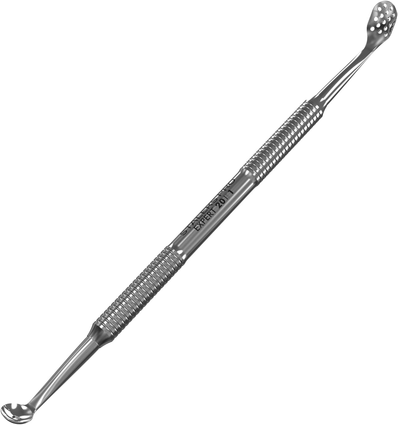 Staleks Pro Double-Ended Blackhead Remover Spoon Expert 20 Type 1 ? Uno Loop & Oval Extractor with 15 Holes ? Stainless Steel Tool for Pore Cleaning image number 6
