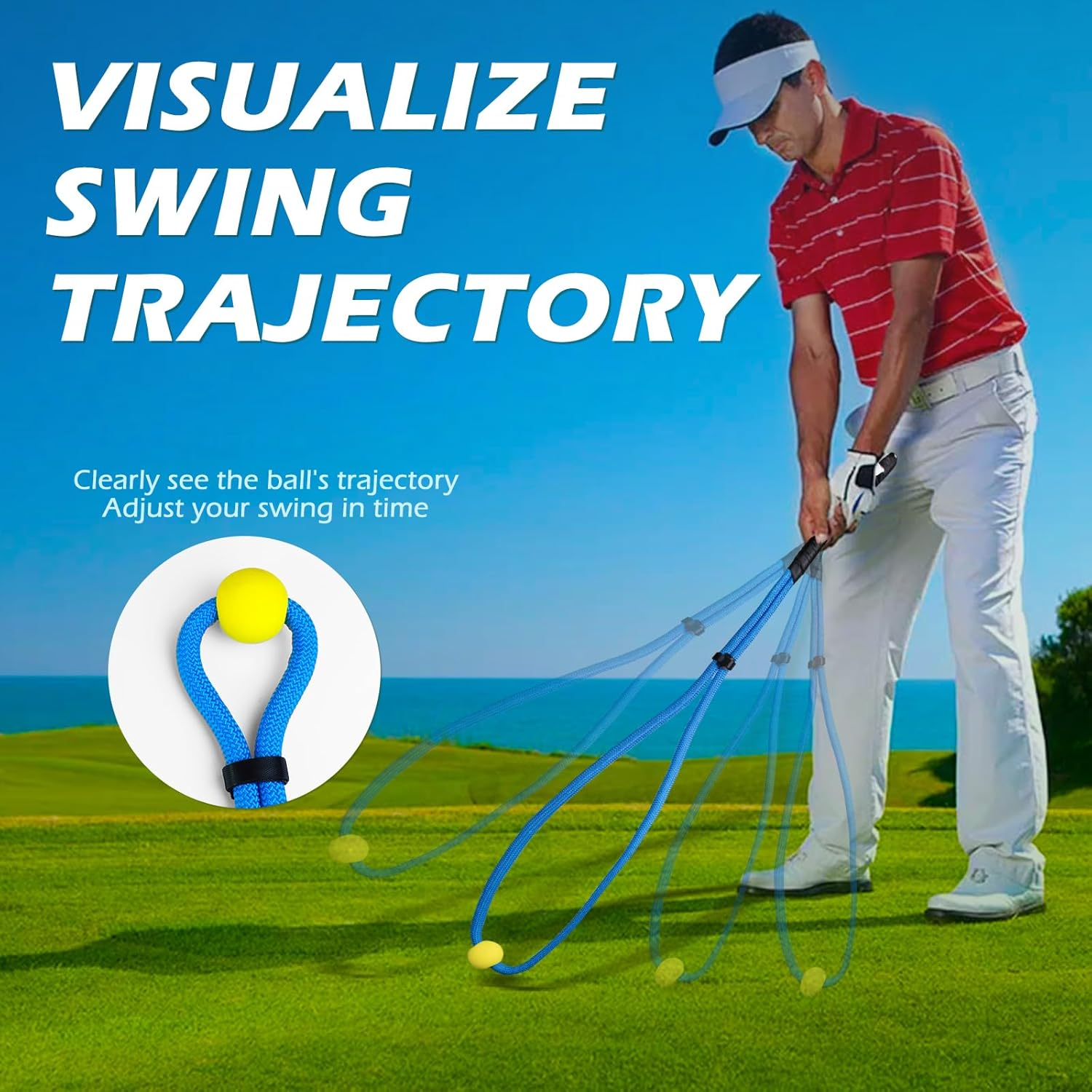 Golf Swing Trainer, Golf Swing Training Aid Set, Distance Rope to Improve Swing Speed ​​Lag Rhythm, Golf Warm-Up Stick Strength and Rhythm Training Armband for Golf Beginners Black image number 2