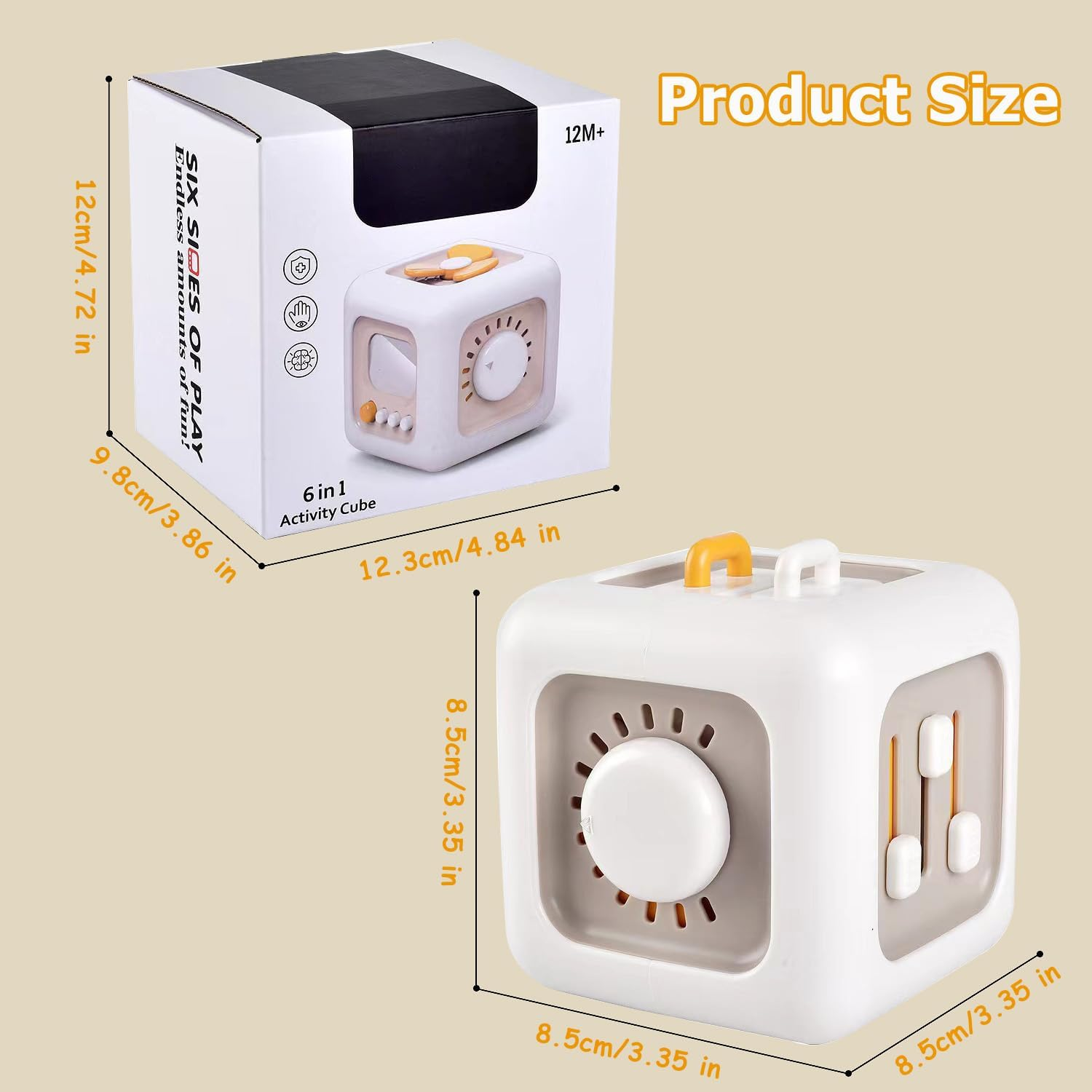 Baby Montessori Busy Cube Toy, Baby Sensory Learning Fine Motor Activity Board Toy for Kids, Airplane Travel Car Toys for Toddler Boys and Girls Gifts 1 Years+ image number 4