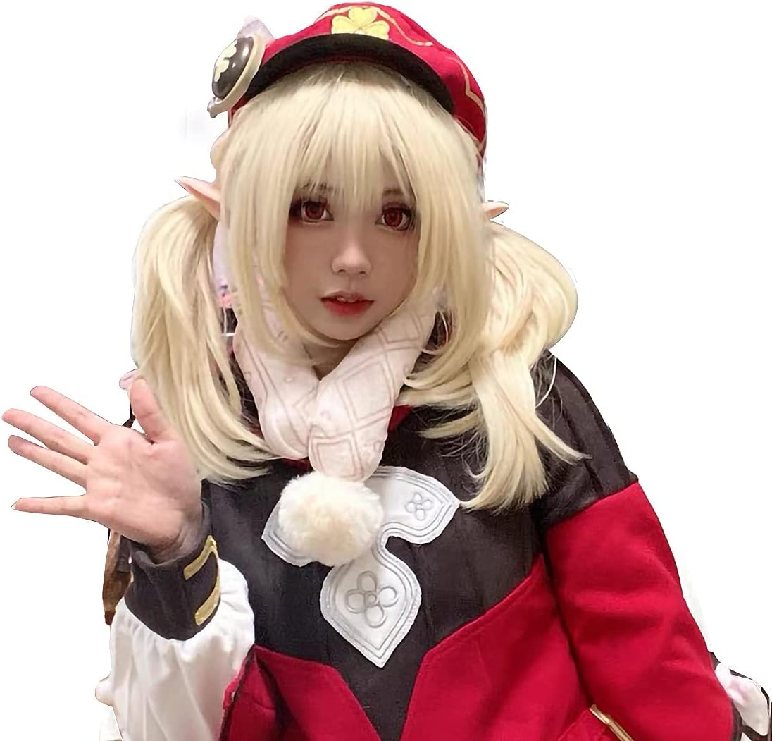 LABEAUT&Eacute; Anime Yellow Wig for Lumine Cosplay Wig Blonde Straight Hair with Bangs + Cap (Traveler-Lumine)