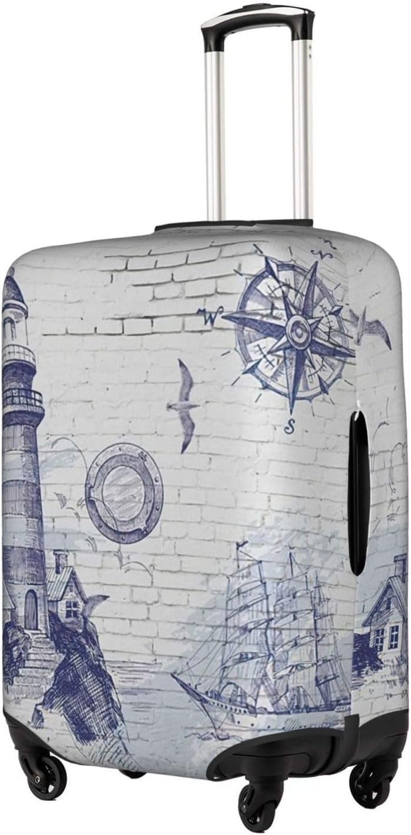 Odddot Sail Boat Nautical Compass Print Travel Luggage Cover,Suitcase Protector Cover, Washable Baggage Covers,For 18-32 Inch Luggage, Sail Boat Nautical Compass, X-Large image number 4