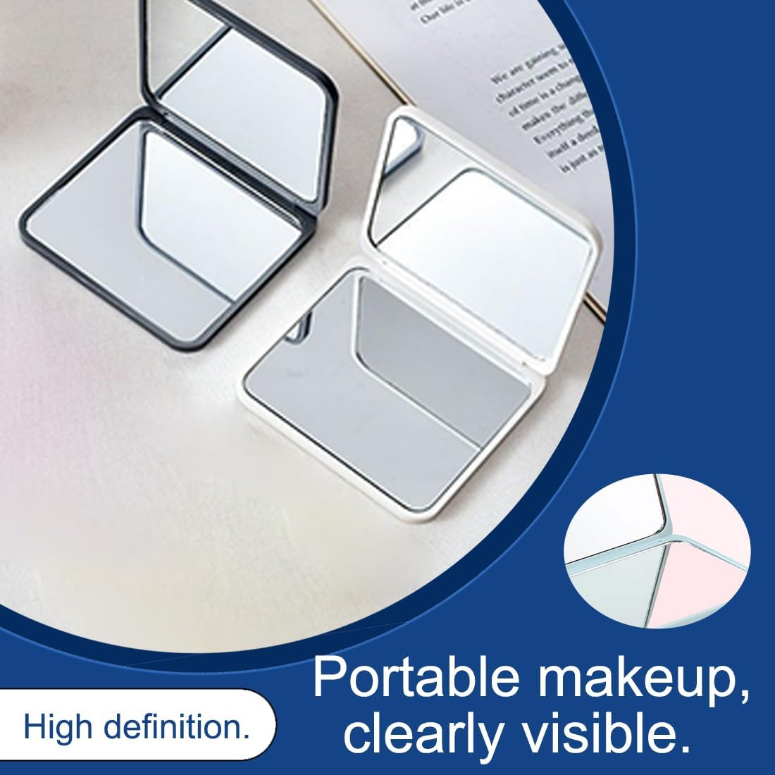 GGUFAY 2 Pack Foldable Makeup Mirror, Portable Travel Mirror, Small Compact Mirror, Small Travel Mirror for Handbag Office Women image number 5