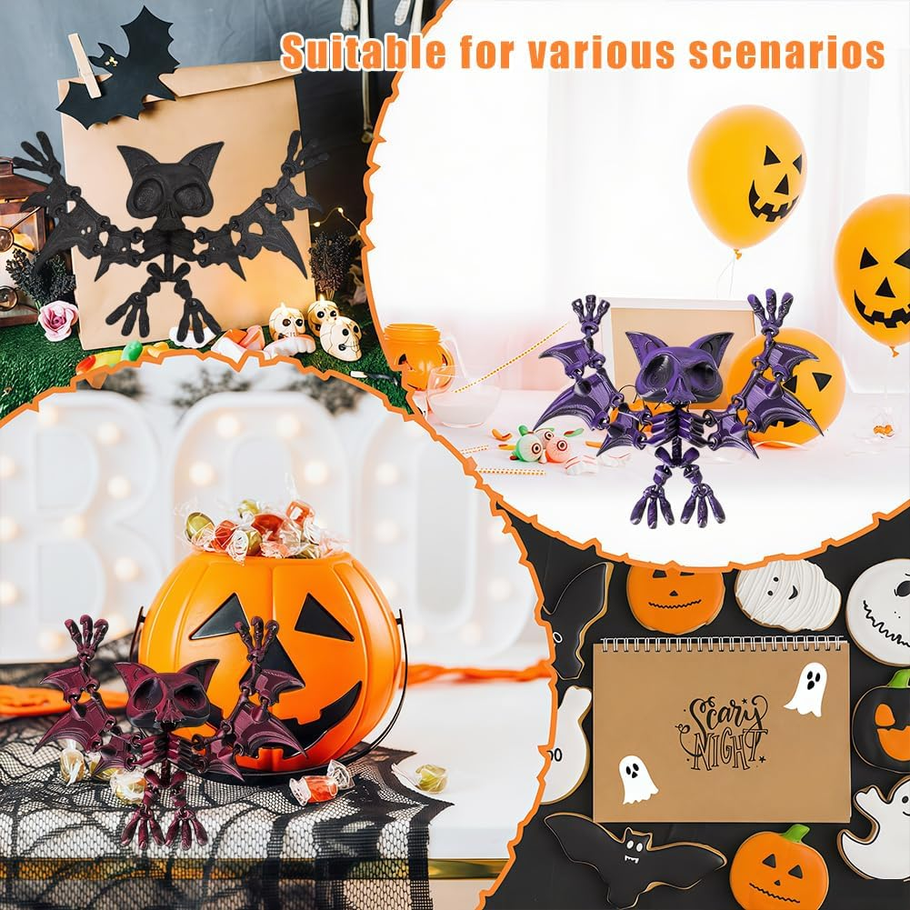 Halloween 3D Night Light Bat Model Set of 3 Joint Movable Simulation Bat Halloween Parties Decoration for Window Garden Christmas Tree Home Creative Gifts image number 3