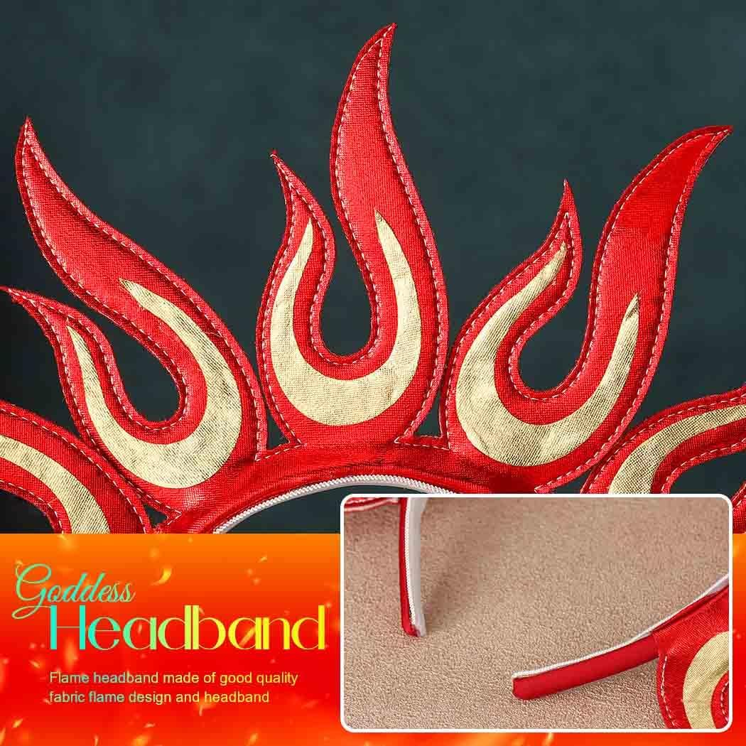 Fashband Flame Headband Red Fire Festival Headpiece Sunburst Goddess Crown Cosplay Hair Accessories for Women