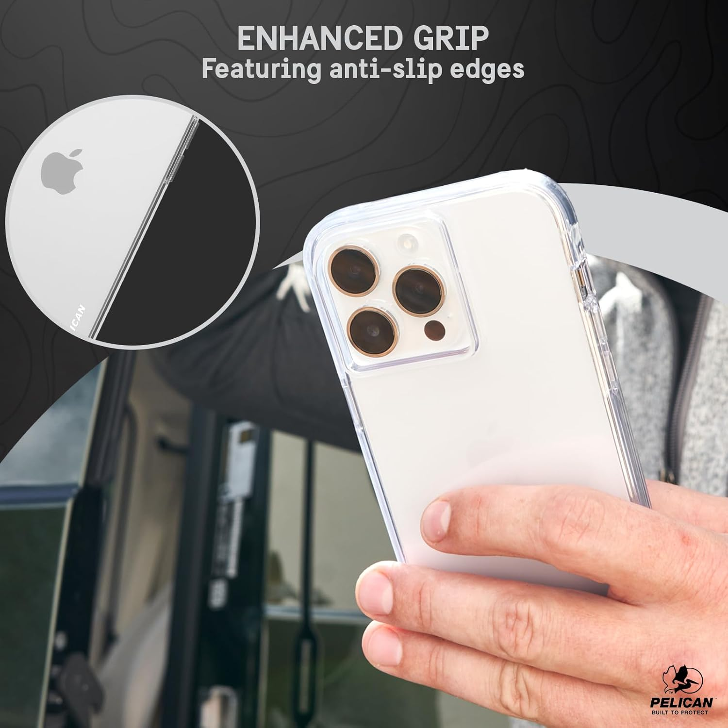 Pelican Ranger Series - Iphone 15 Pro Max Case 6.7' [Wireless Charging Compatible] [Anti-Yellow] Protective Phone Case with Anti-Scratch Tech [12Ft Mil-Grade Drop Protection] 15 Pro Max Cover - Clear