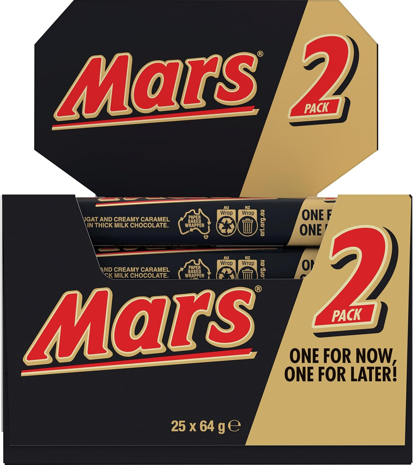 Mars Chocolate Bar with Nougat and Caramel 2 Pieces, 64 G (25 Bars) image number 1