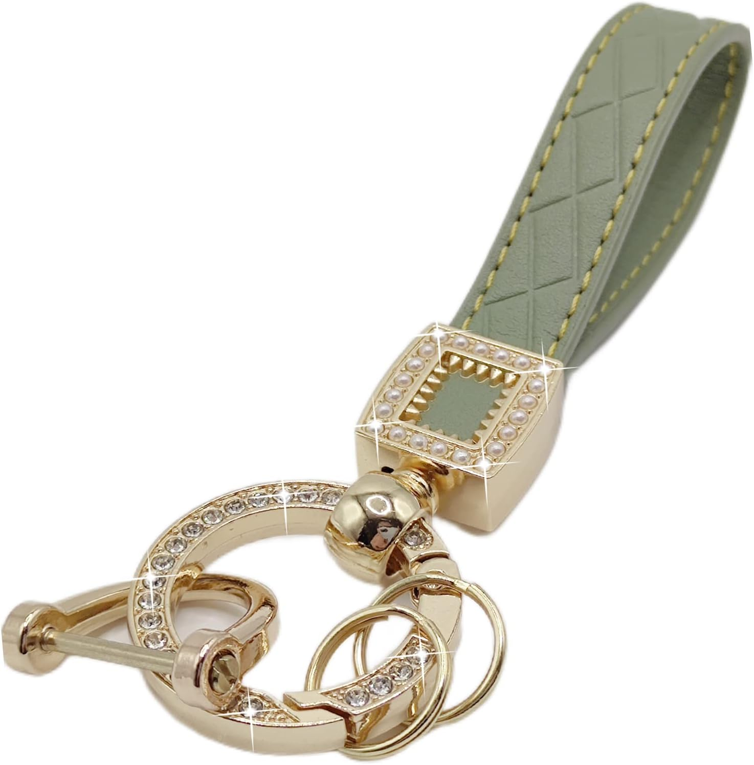 Daemson Microfiber Leather Car Keychain, Bling Diamond Keychains for Women, Car Key Fob Holder with 360 Degree Rotatable