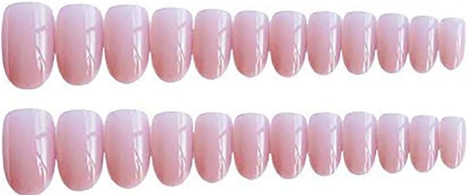 24 Pcs False Nail Patch Pink Fake Nails Short Natural Oval Artificial for Women and Girls image number 1