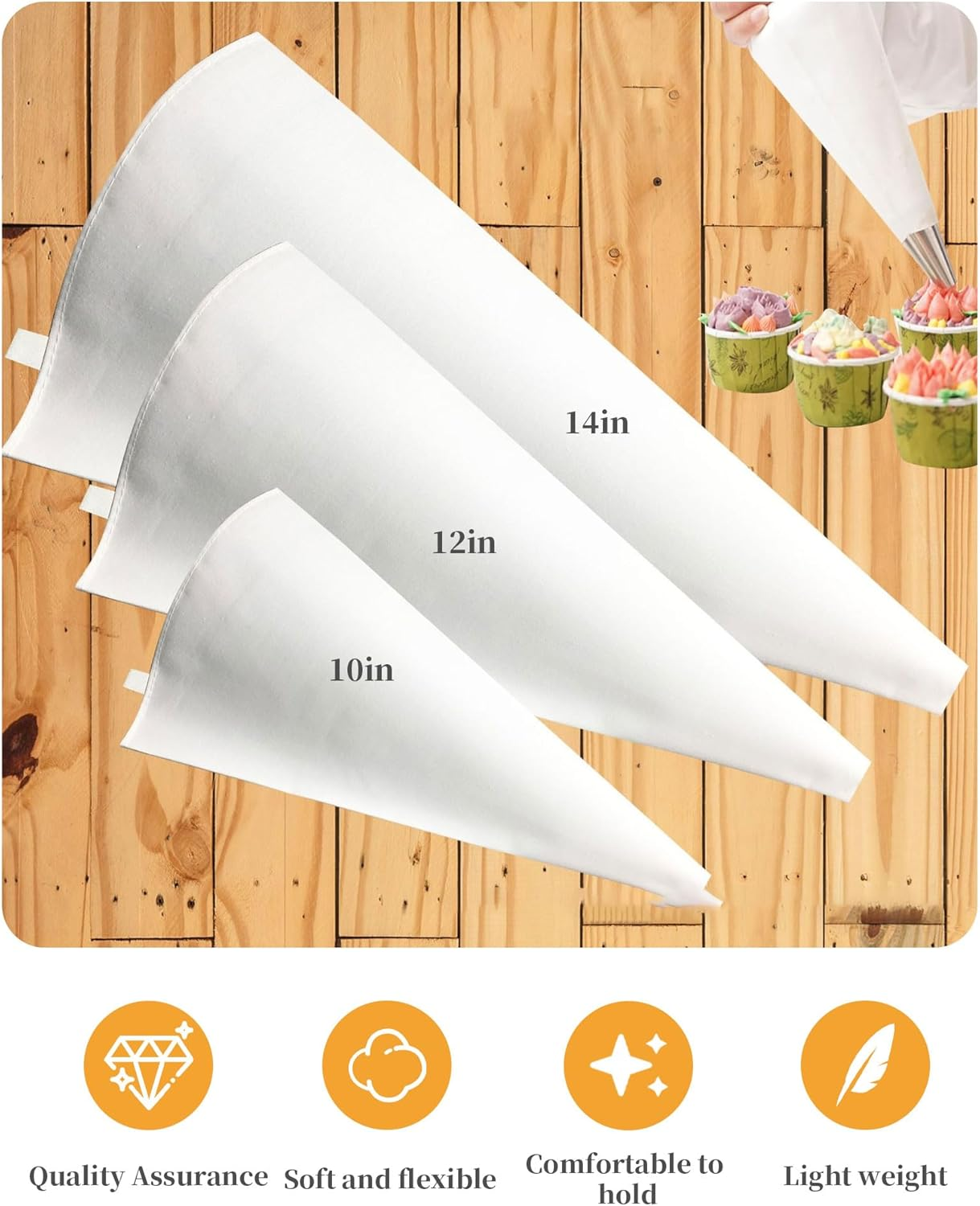 Cloth Icing Piping Bags Cake Decoration Bags Cloth Spray Bags Dessert Decoration Set 3 Sizes image number 6