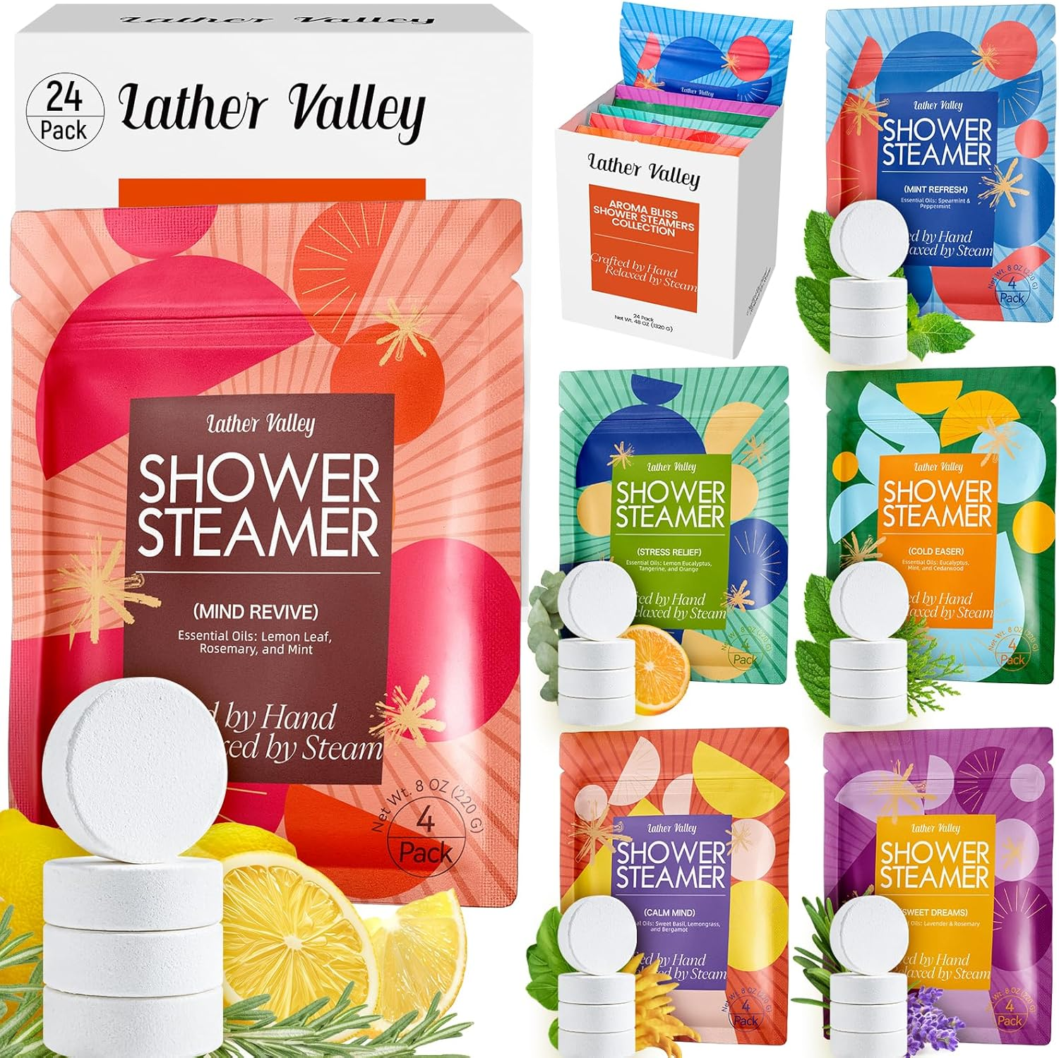Aromatherapy & Sport Shower Steamers &ndash; 24 Pack Shower Bombs with 6 Scents, 100% Pure Essential Oils, Refreshing & Relaxing, Spa & Birthday Gifts for Women, Ideal Summer Self-Care & Father&rsquo;S Day Gift image number 5